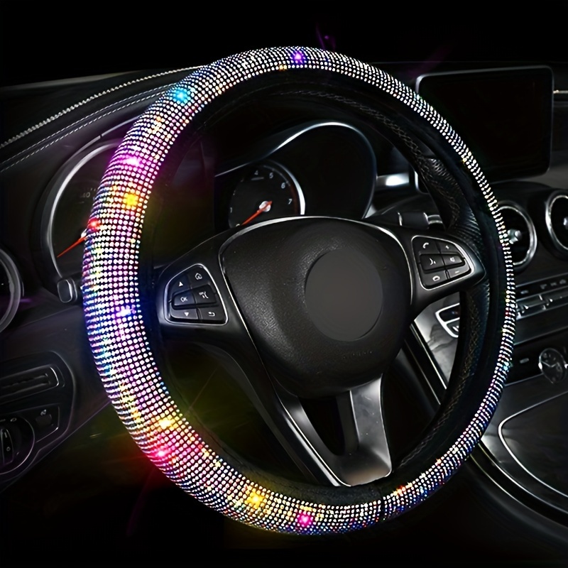 Cubierta de lujo para volante de coche con cristales ostentosos, protector  de volante de coche colorido con diamantes de imitación para mujeres y niña