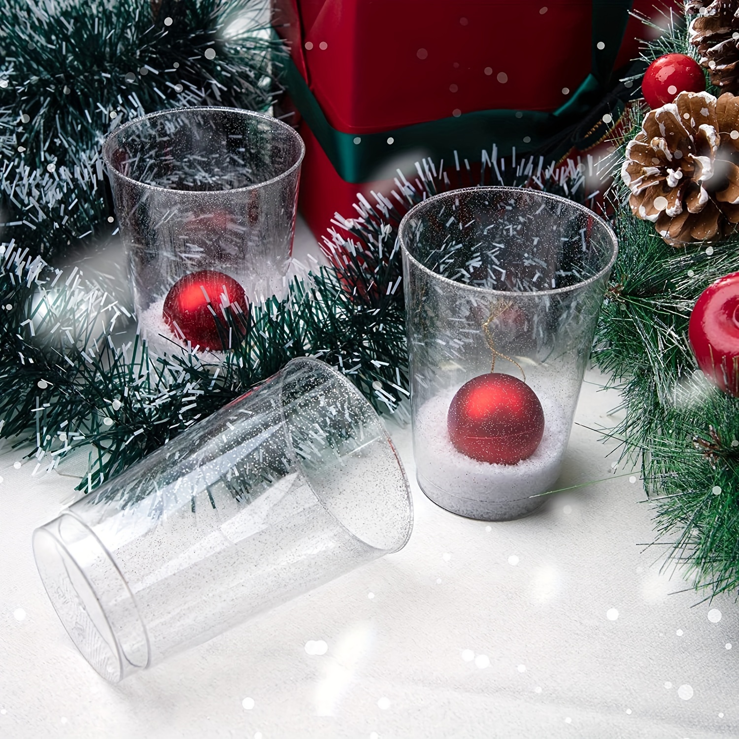 Clear Disposable Golden Glitter Plastic Cups Drinking Cup - Temu