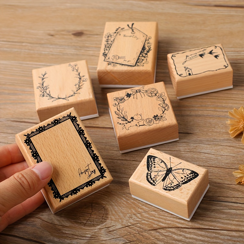 1pc, Vintage Habit Tracking Wooden Rubber Stamp, Party Favor, Creative Gift