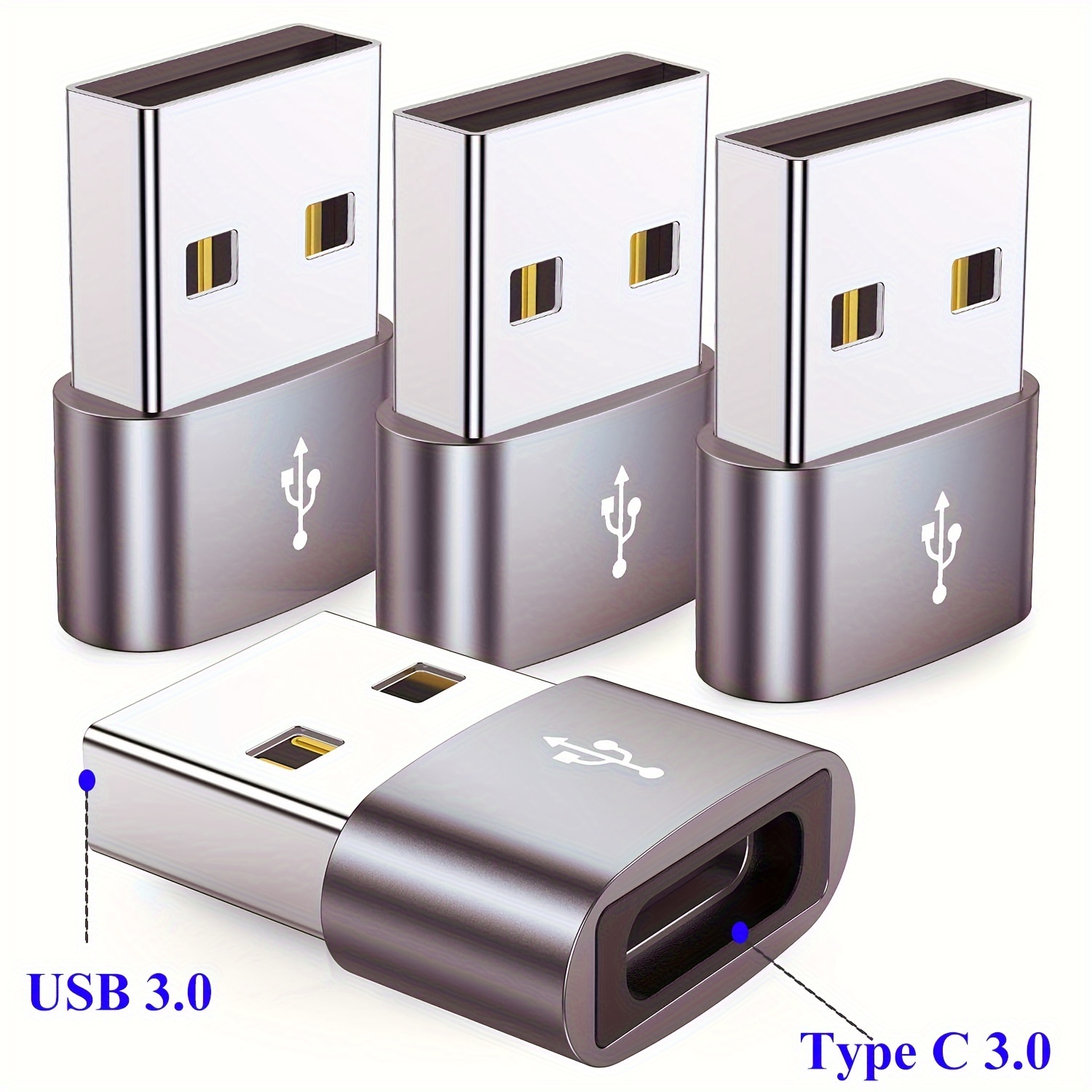 Adaptador USB C a USB, convertidor en ángulo tipo C de 45 grados, adaptador  USB C macho a USB 3.0 hembra, paquete de 2 unidades para Apple MacBook