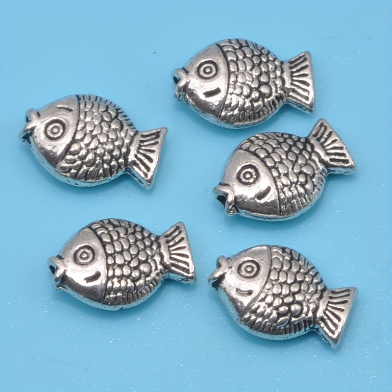 

20pcs 10x7mm Silver Plated Fish Pendant Necklace Bead Frame Spacer Beads Hole Suitable For 1mm Beads Jewelry Making Accessories