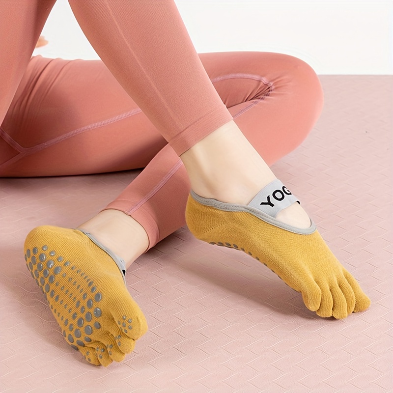 Five-toe Split Yoga Socks For Women, Silicone Non-slip Pilates Fitness Socks  - Temu Cyprus