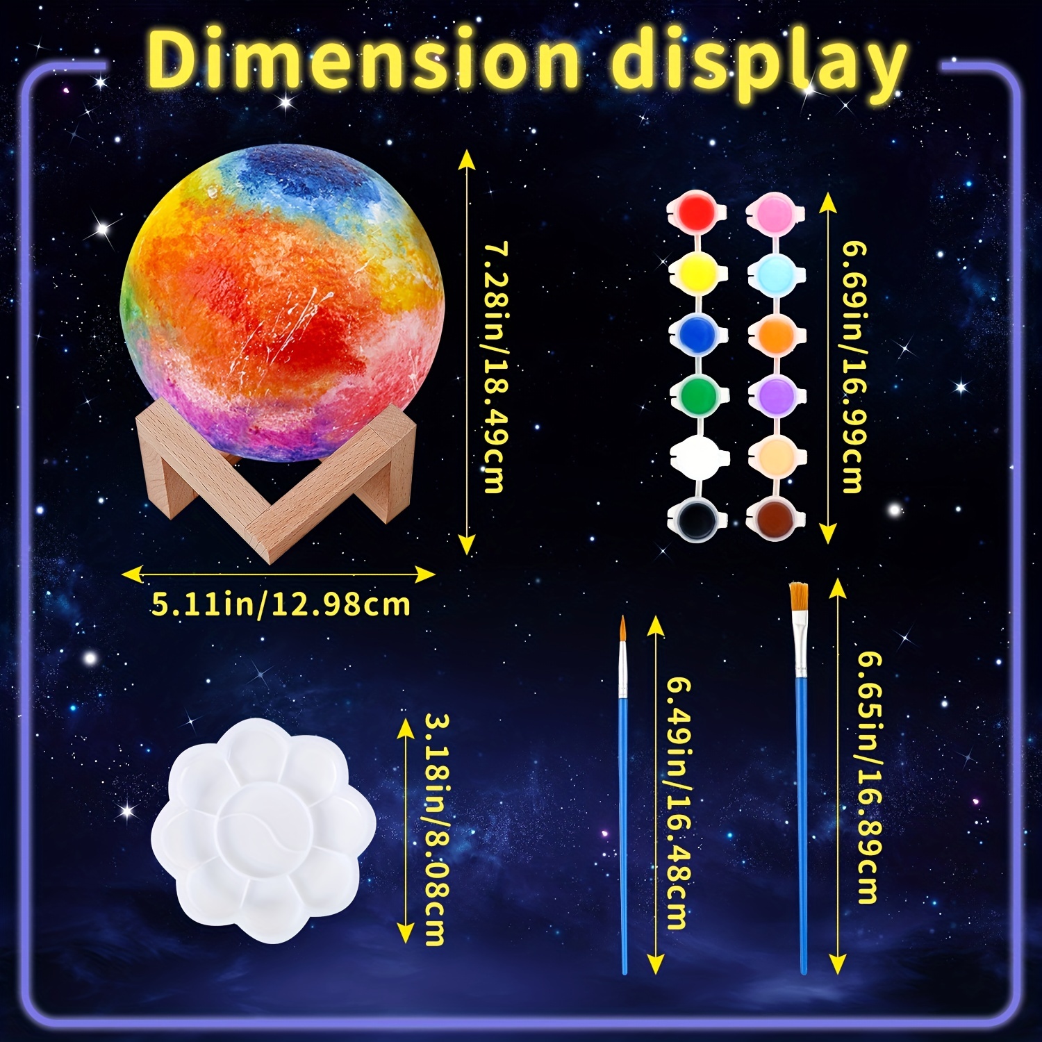 Sybedu Paint Your Own Moon Lamp Kit,Christmas Gifts 16 Colors