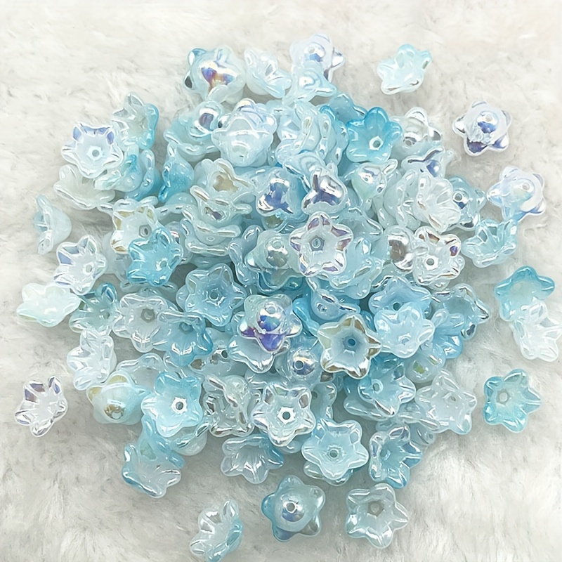 7x10mm Bell Flower Beads in Frosted Acrylic, Two Color Mixes Available