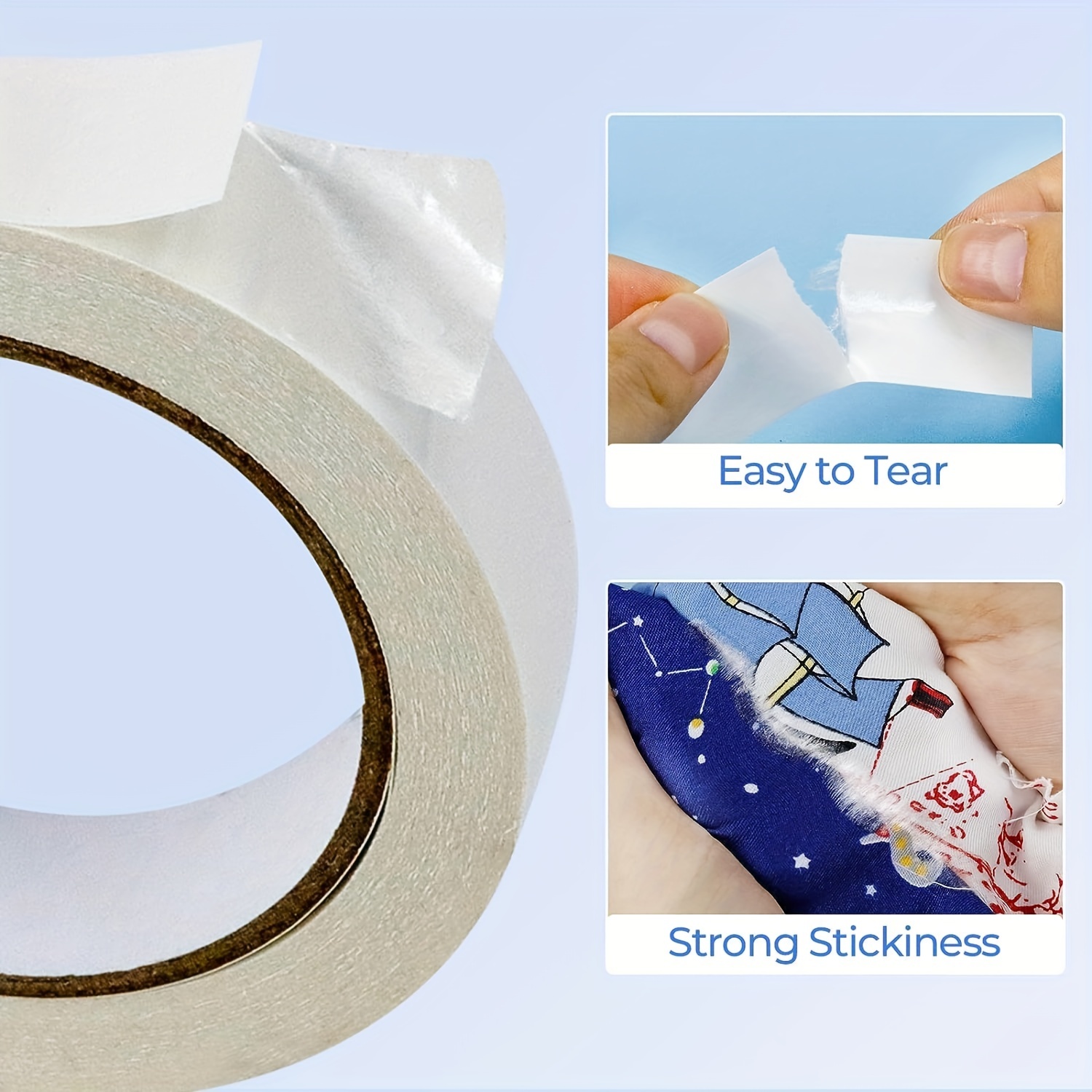 Lusofie 2 Rolls Sticky Hem Tape，No Sew Hemming Tape Sticky Fabric Tape  Double-Sided Tape Adhesive for Hemming Broken Clothes Pants Jeans Trouser  Skirt
