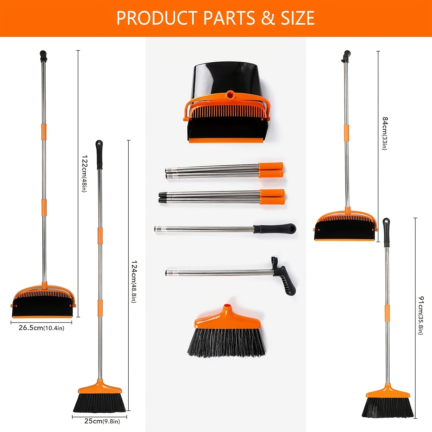 Household Broom And Dustpan Set, Upright Standing Broom And
