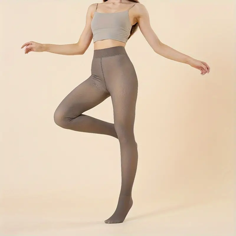 Thermal Plush Lined Pantyhose Opaque Elastic High Waisted - Temu