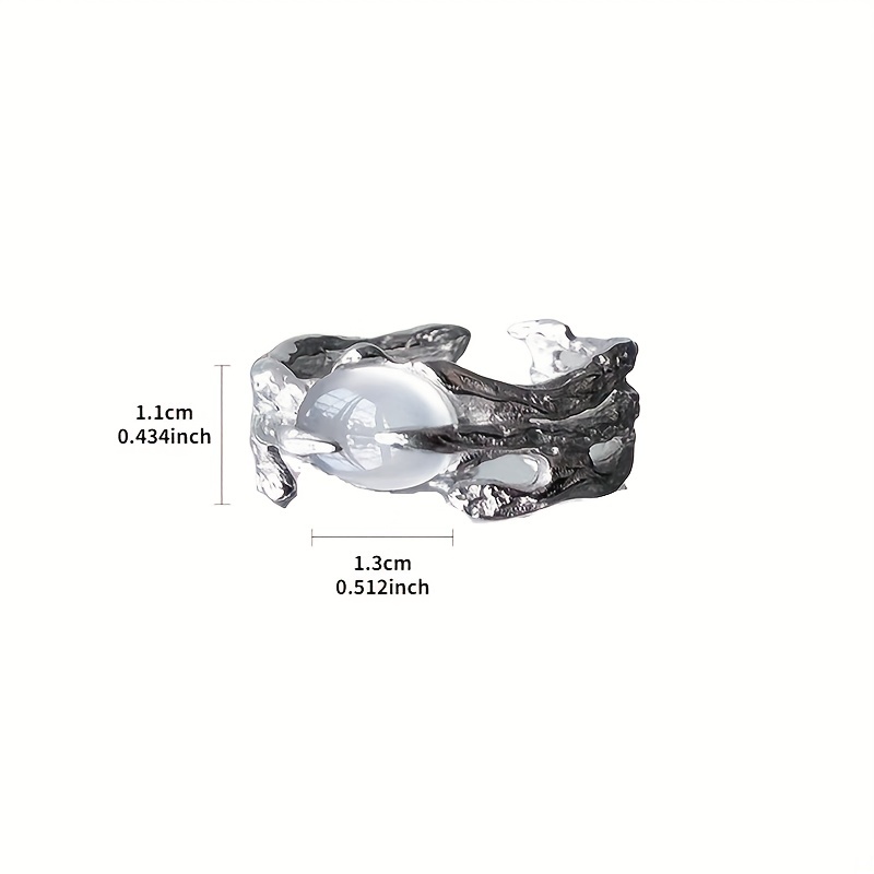 Y2K Style Hollow Out Adjustable Moonstone Finger Ring
