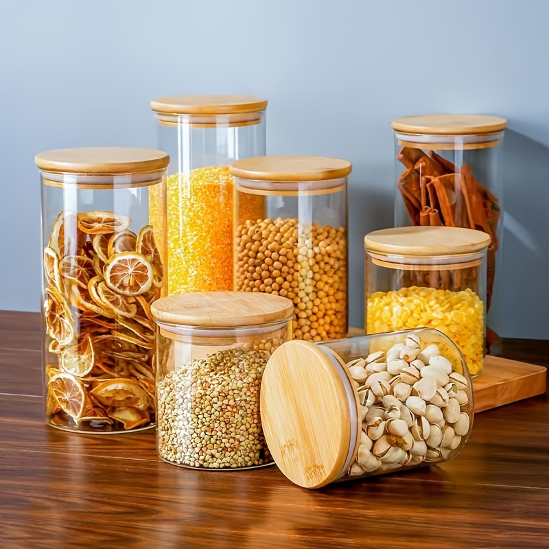 kitchen food storage glass jar with