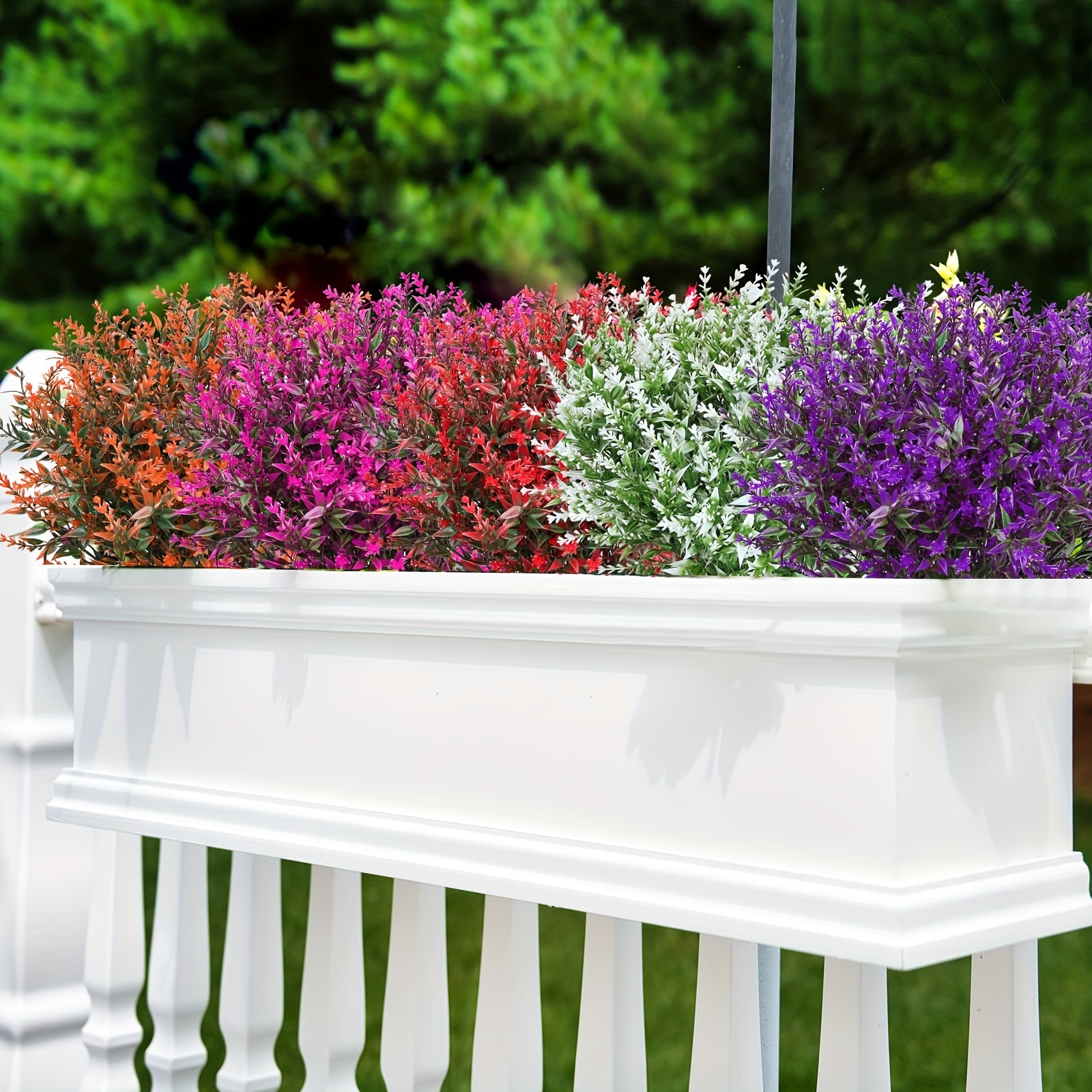【色: ピンク】造花 人工の屋外の花 8束のバンドルUV耐性偽の花、人工の紫の花