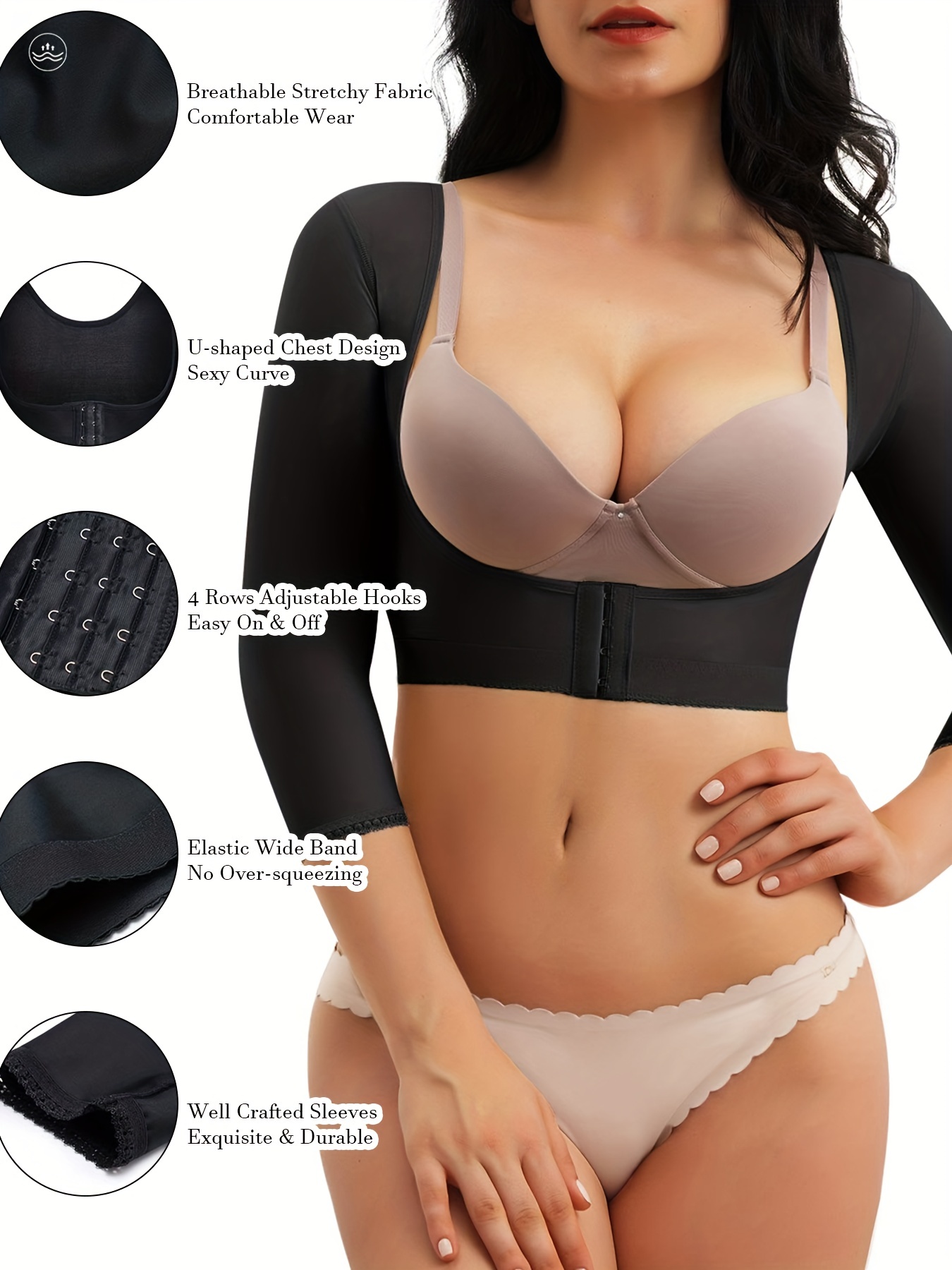 Front Buckle Shaping Tops Post Surgery Upper Arm Shaper Open - Temu