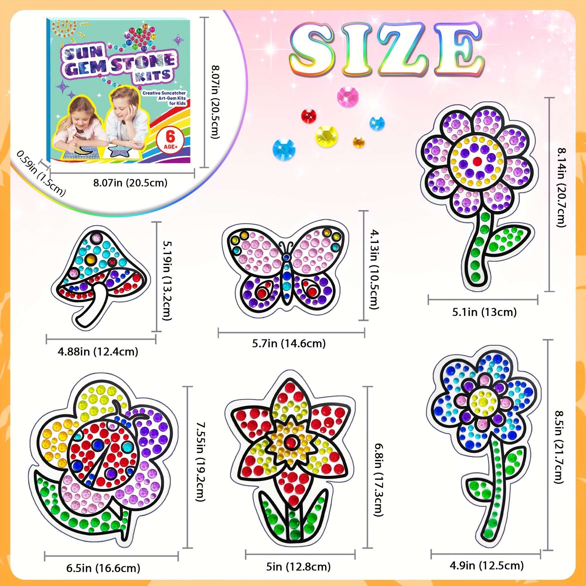Yazhiji Diamond Window Art Craft Kits for Girls, Kids Suncatcher Set for 6  7 8 9 10 11 12 Years Old DIY Gem Painting Supplier for Boys Ages 6+ Stone