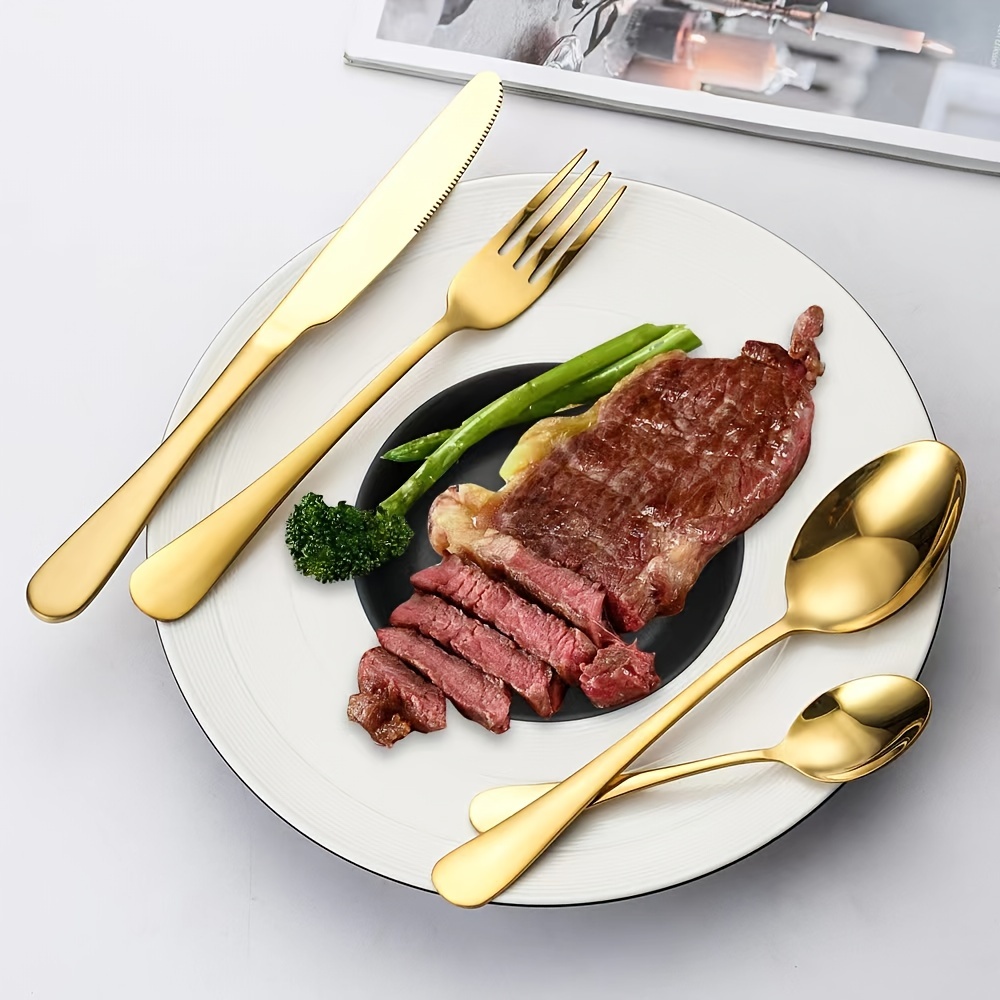 Set de couverts à steak Couteau et Fourchette à Découper-Inox-14 pièces :  : Cuisine et Maison