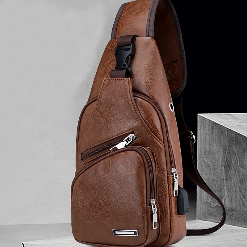 Casual Men's Shoulder Bag USB Chest Bag