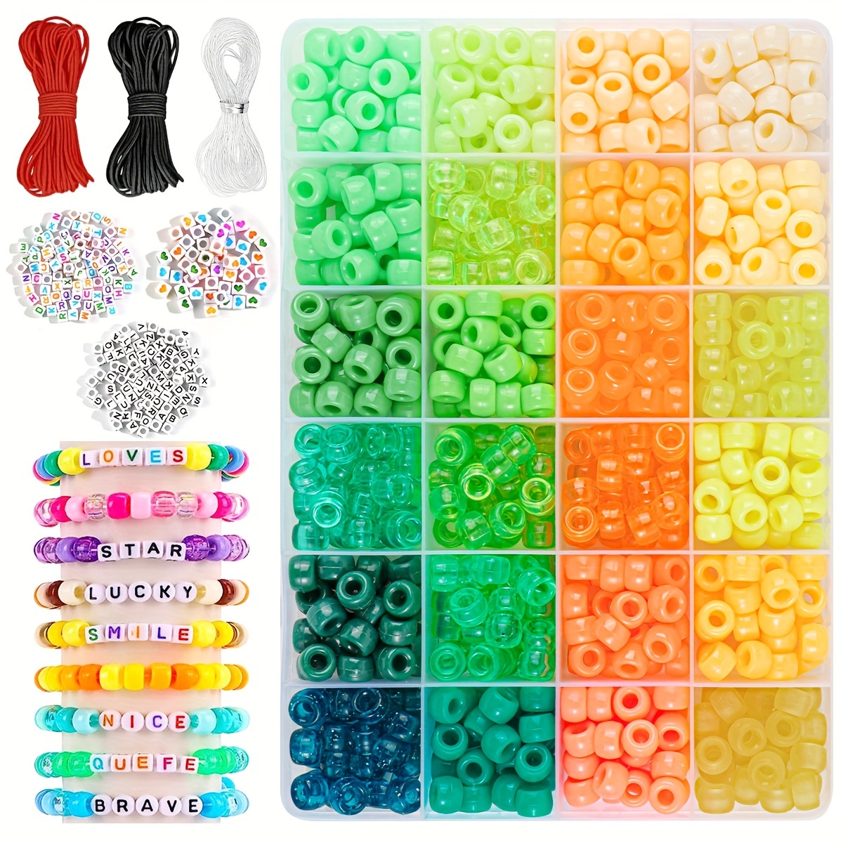 24 Colors Pony Plastic Beads Letter Beads Kit For Jewelry - Temu