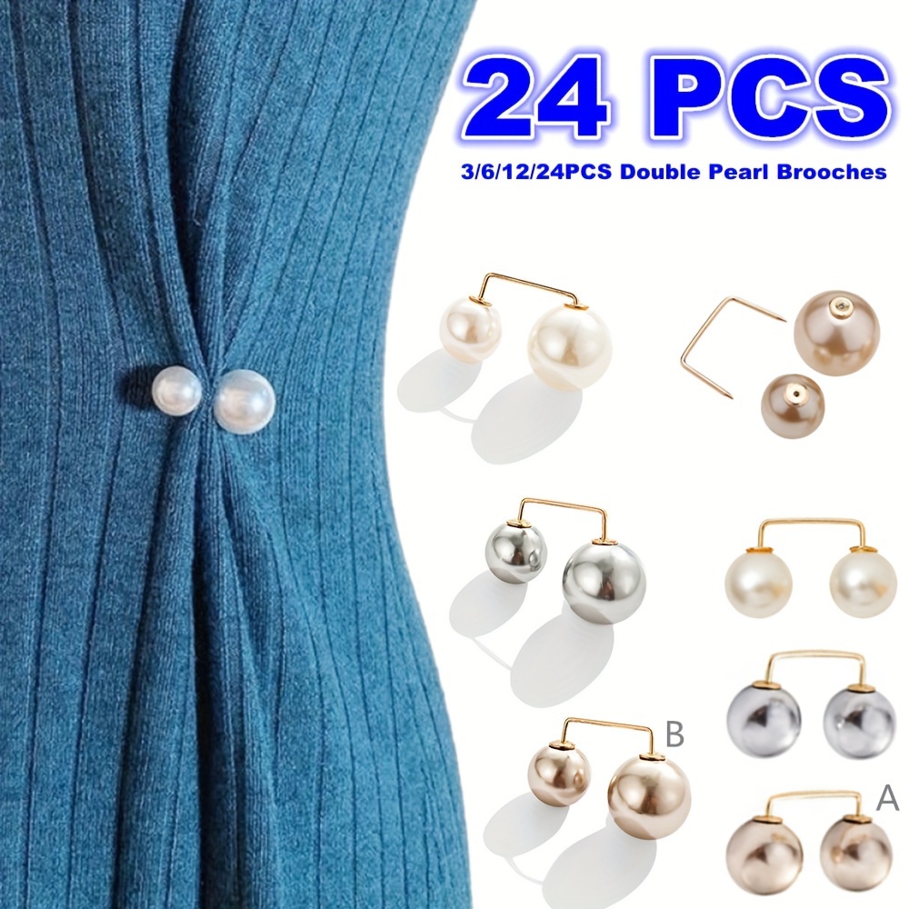 Double Pearl Brooch Women Coat Sweater Cardigan Collar Pin - Temu