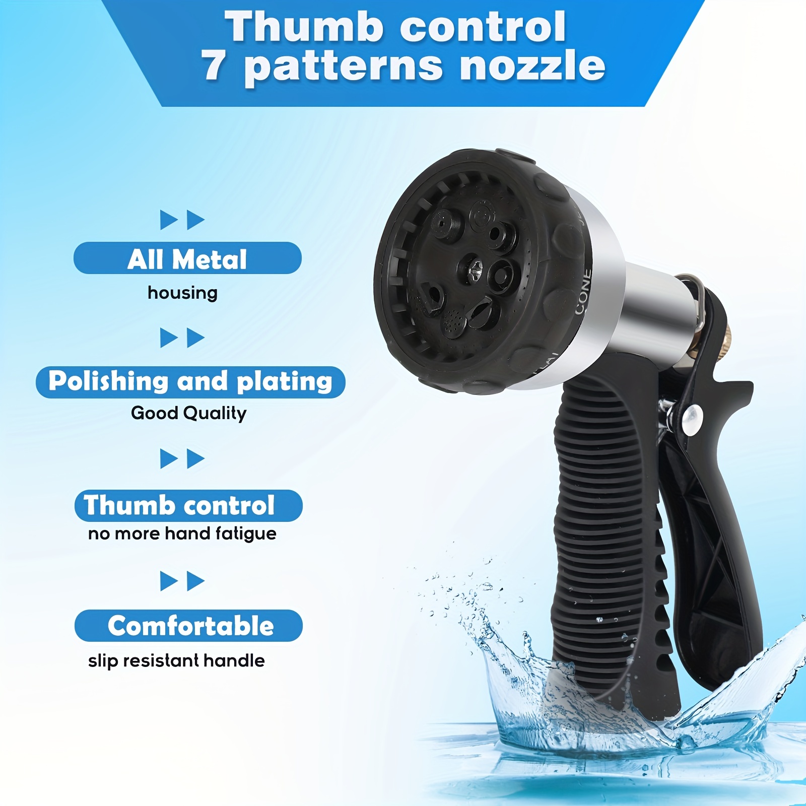 Garden Hose Nozzle Sprayer With Thumb Control Shutoff Valve - Temu