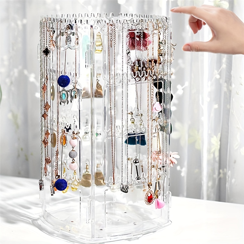360 Rotating Earring Holder 4 Tiers Jewelry Storage Organizer Display Stand  Rack
