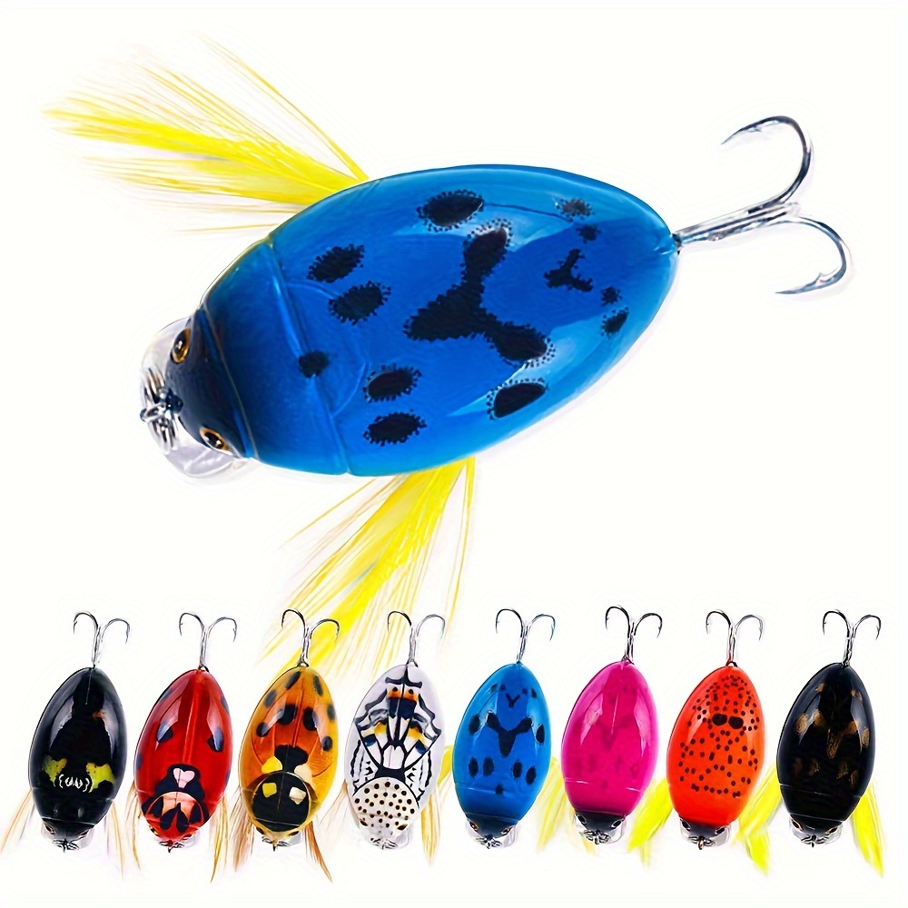 Top Water Fishing Lure Bionic Insect Treble Hook Popper - Temu