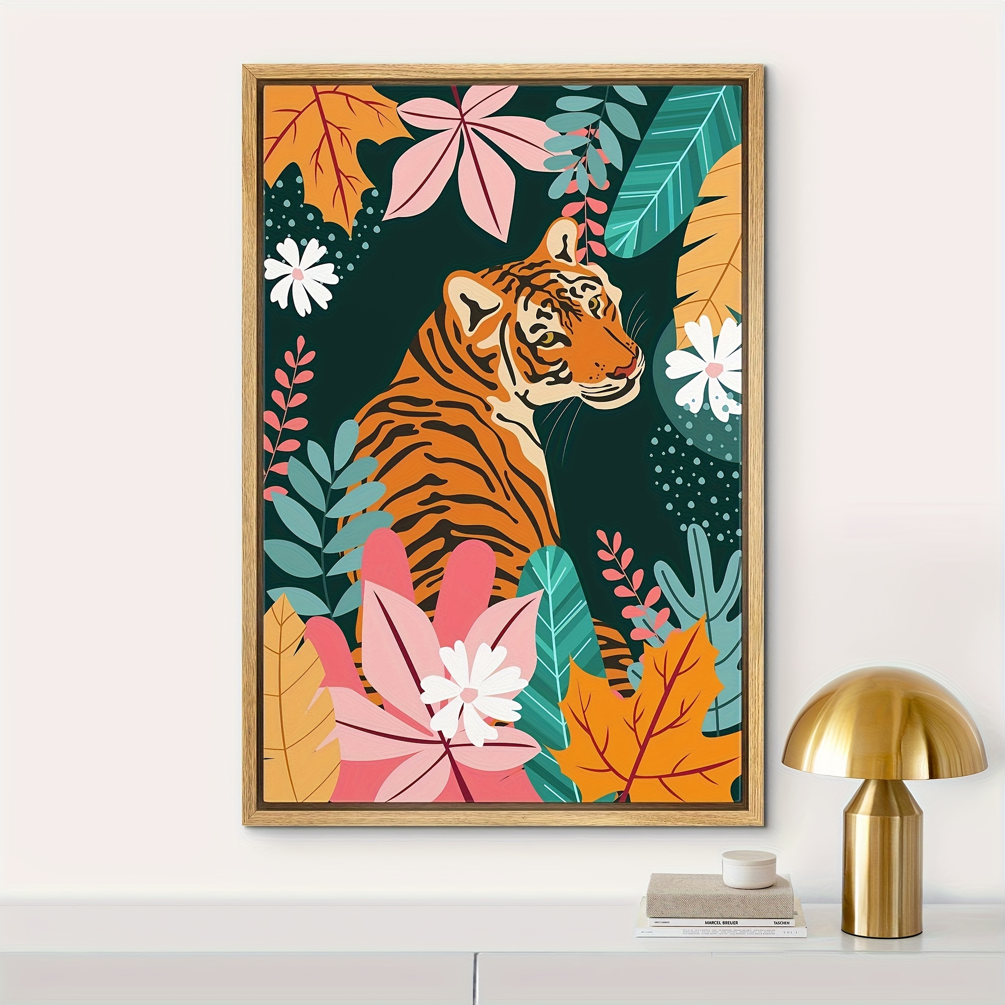 Album Poster Black White Tiger Canvas Wildlife Picture Wall - Temu