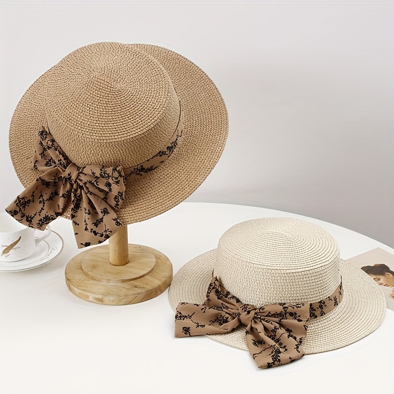 Chapeau de cowboy de paille tricoté à la main d'été à bord roulé Western  Beach Chapeaux de soleil Chapeaux de fête Chapeau de style ethnique creux  Jazz chapeau : : Mode