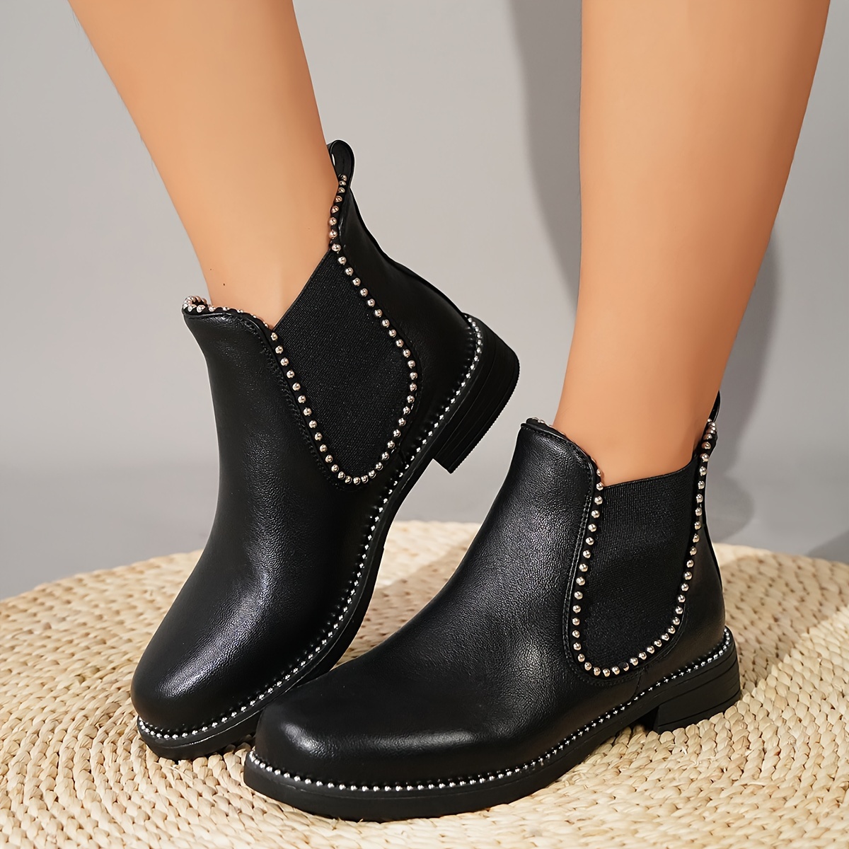 Women s Fashion Stretch Fabric Sided Boots Stylish Slip On Short Boots Comfortable Ankle Boots