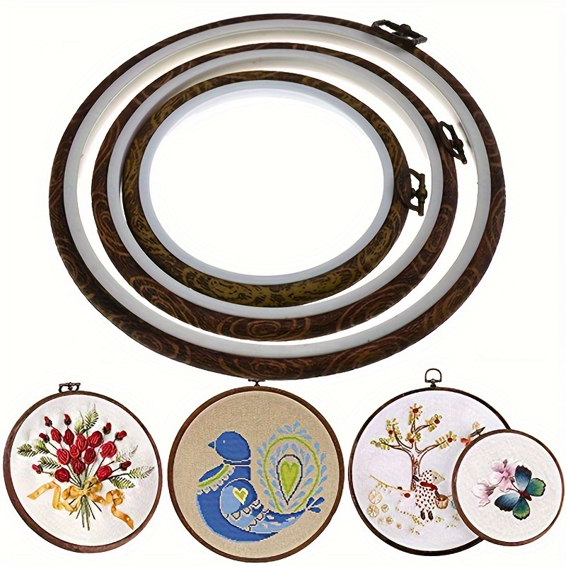 Embroidery Hoop Frame Oval Imitated Wood Cross-Stitch Ring for