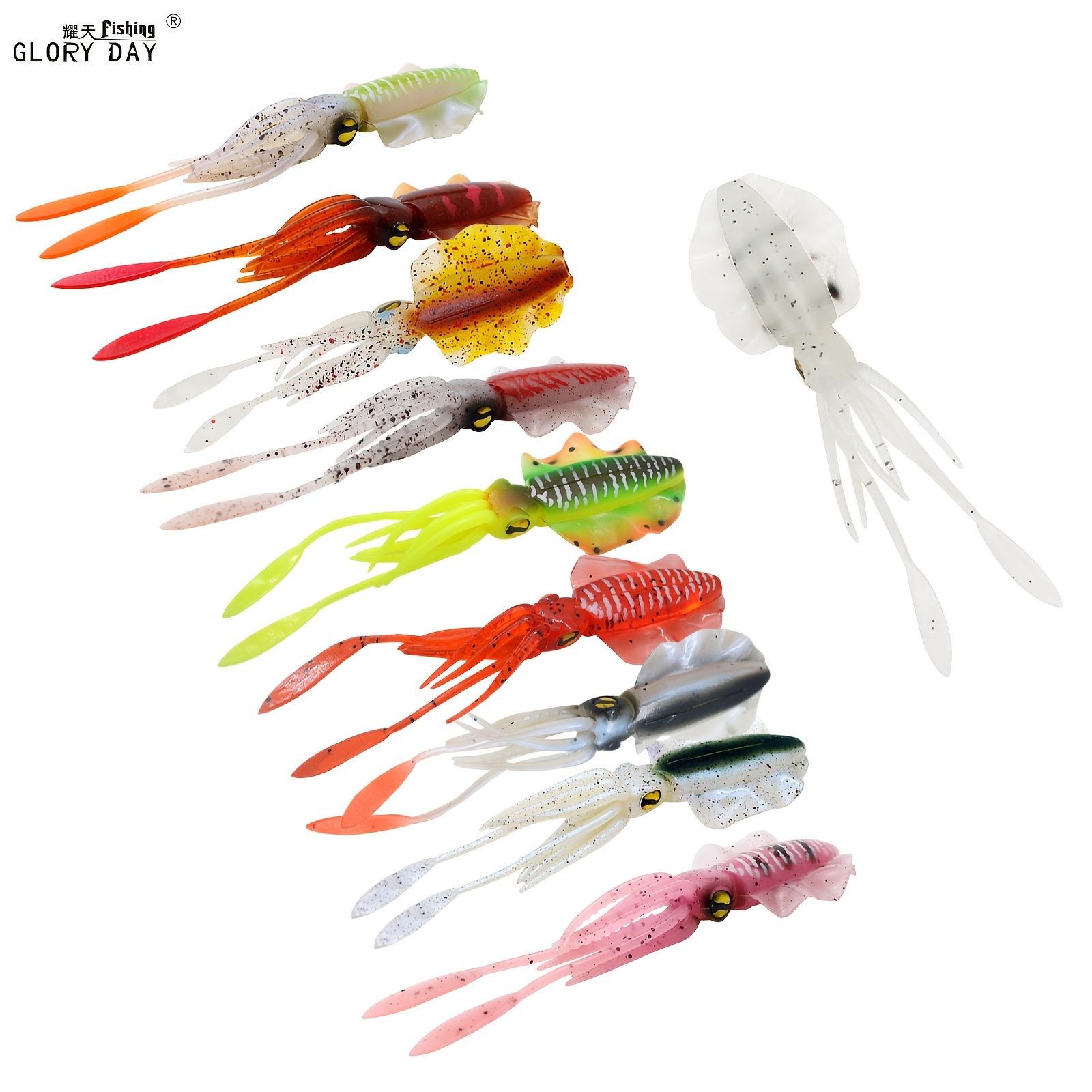 Glory Day Fishing Soft Simulation Squid Lure Bait Luminous - Temu