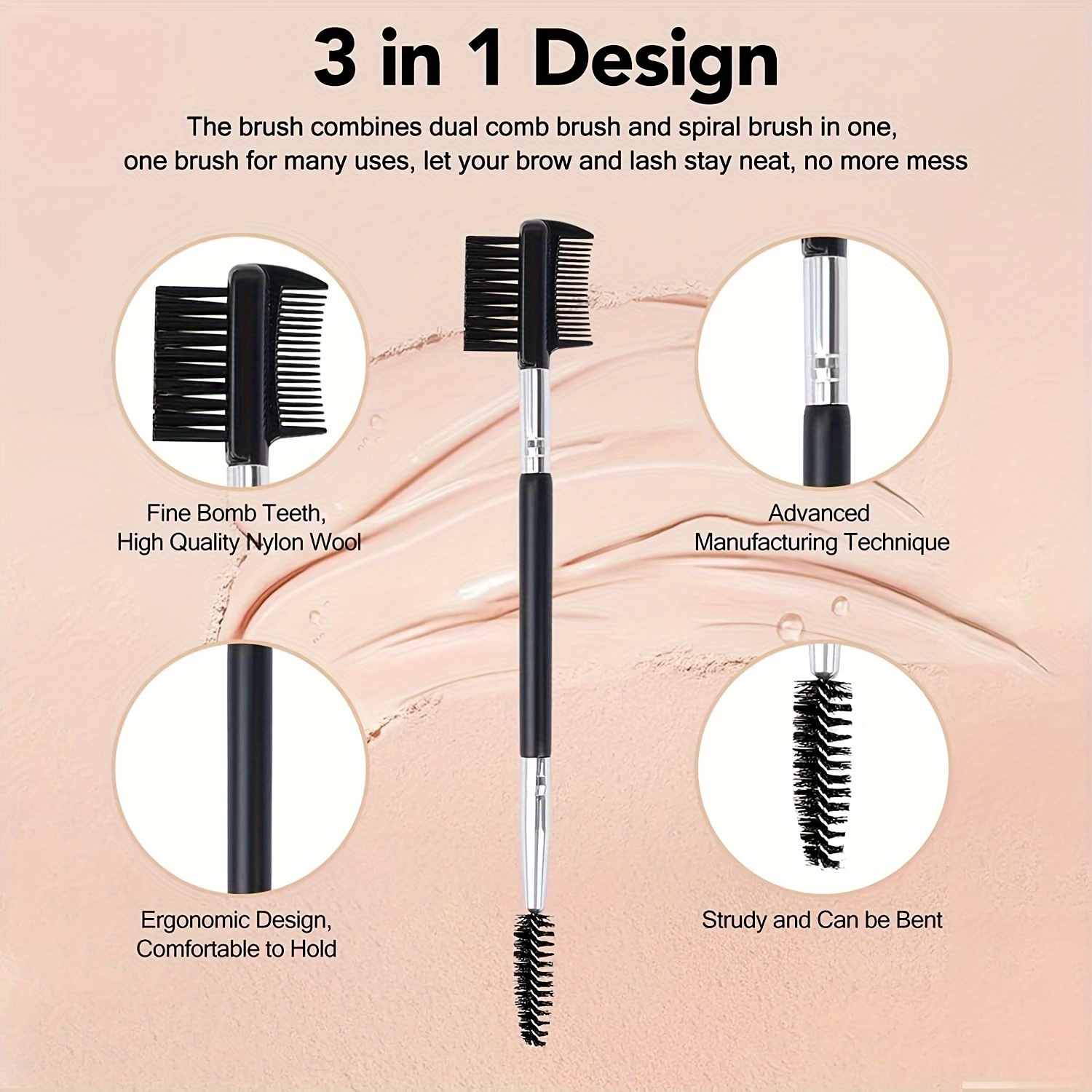 3 Head Eyebrow Eyelash Shaper Eyelash Comb Double Head - Temu