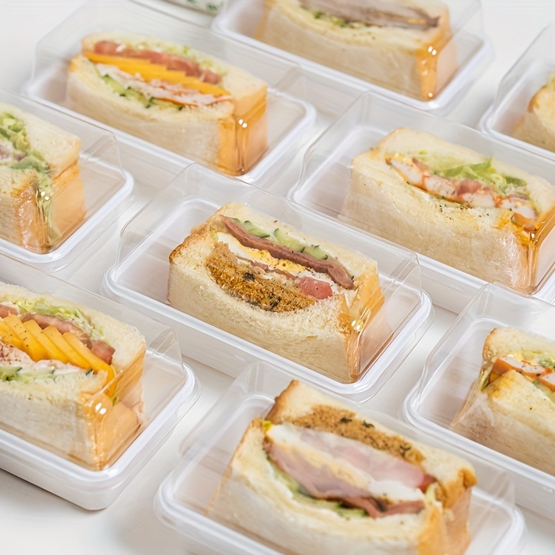 Cyblinia 50 Pieces Paper Take Out Containers Sandwich Take Out Boxes,Mini  Burger Boxes,Toast Holding Bread Tray for Take Out Food