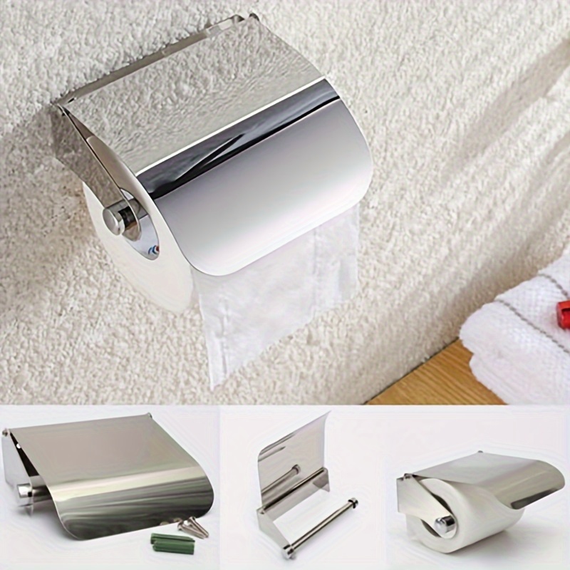 Porte-rouleau de papier toilette auto-adhésif en acier inoxydable, finition  noire, installation facile, sans vis - AliExpress