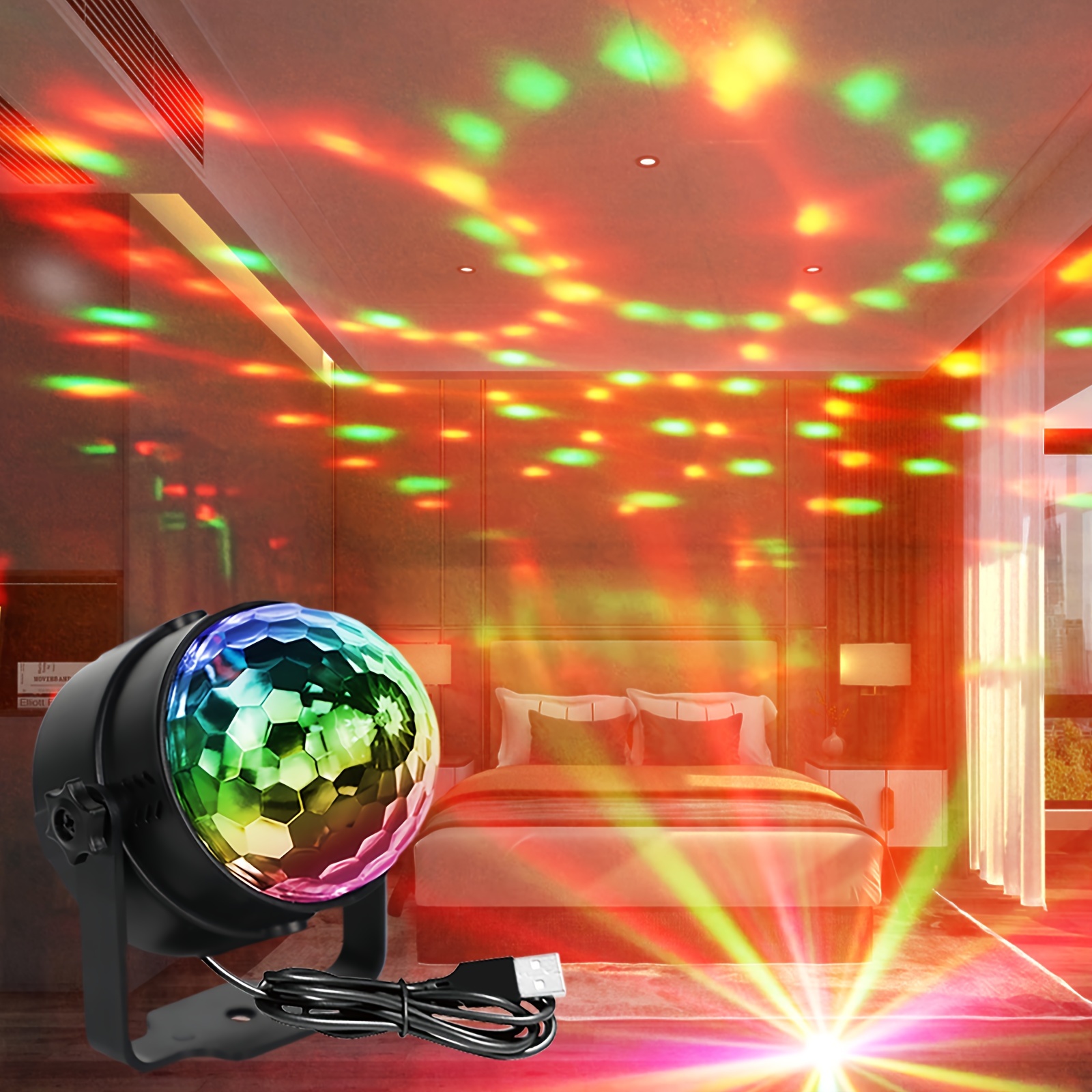 Mini Boule Disco, Lumière de fête Jeux de Lumière, 7 RGB à
