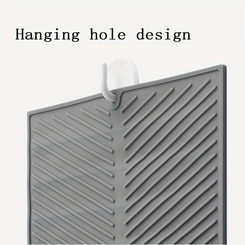 Silicone Dish Drying Mat - Drain Hole, Non-Slip, Heat Resistant, Foldable.  Great
