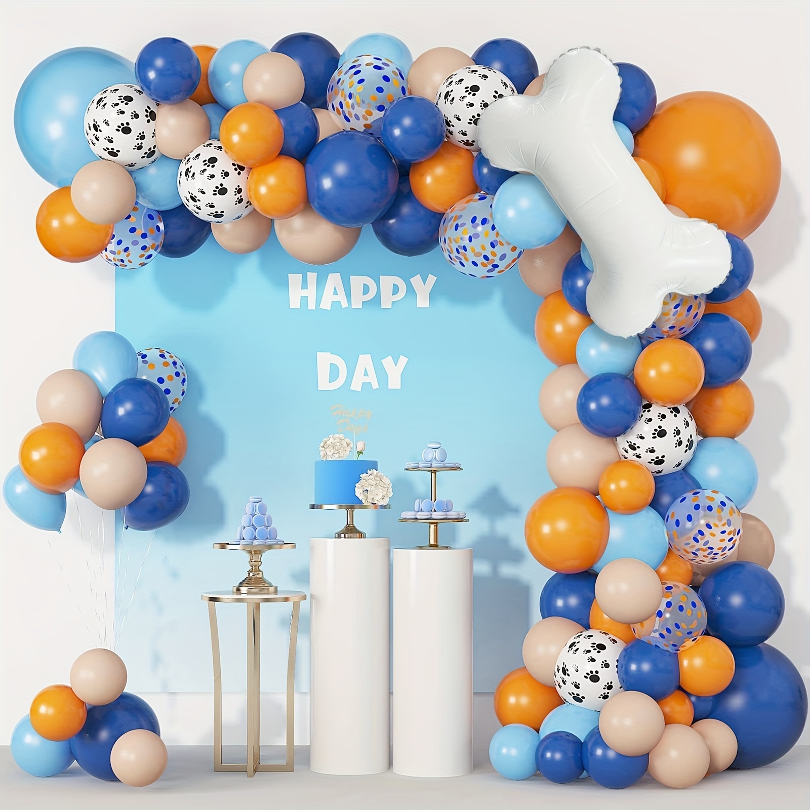 Decoraciones azules de 40 cumpleaños para hombres y mujeres, pancarta de  feliz cumpleaños 40 color azul marino y plateado, globos azules de 40