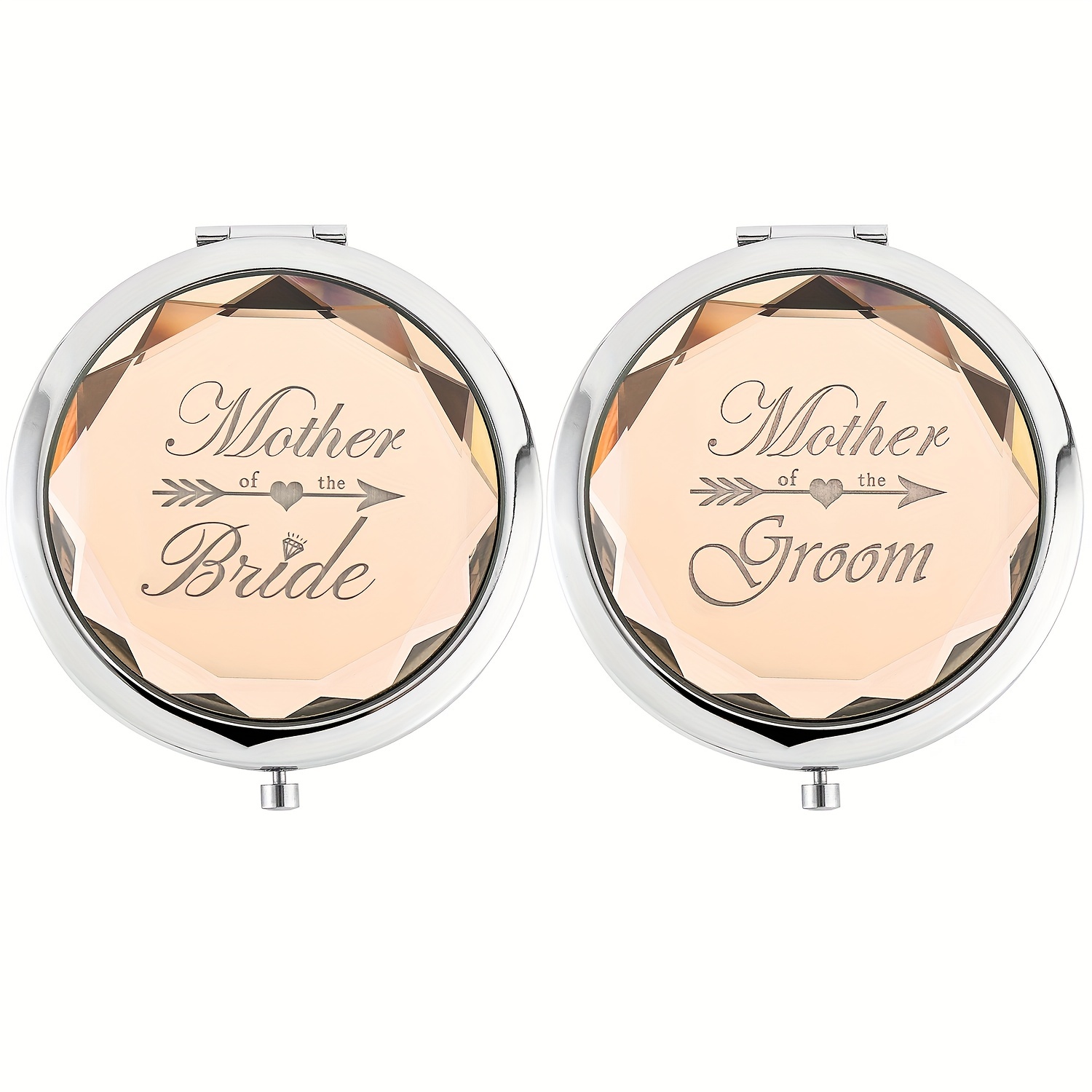 

2pcs Portable Foldable Makeup Mirror With Stainless Steel Frame For Mother Of The Bride And Mother Of The Groom, Wedding Party Gift - Mother's Day Makeup Mirror