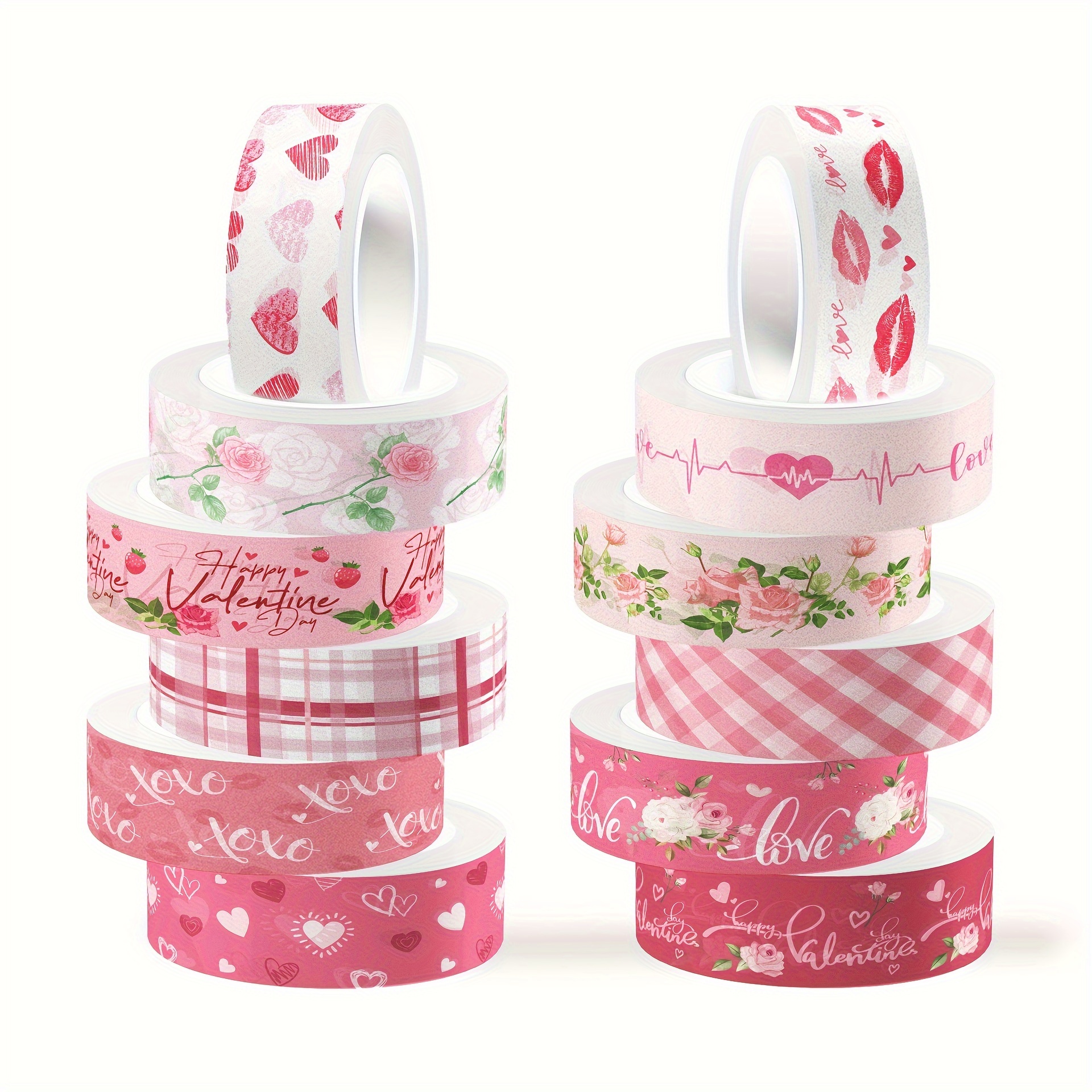 14 Rolls Love and Paper Tape DIY Masking Tapes Heart Tape for Crafts Pink  washi Notebook Tape DIY Craft Tape Scrapbook Decorative Tape Valentine  washi