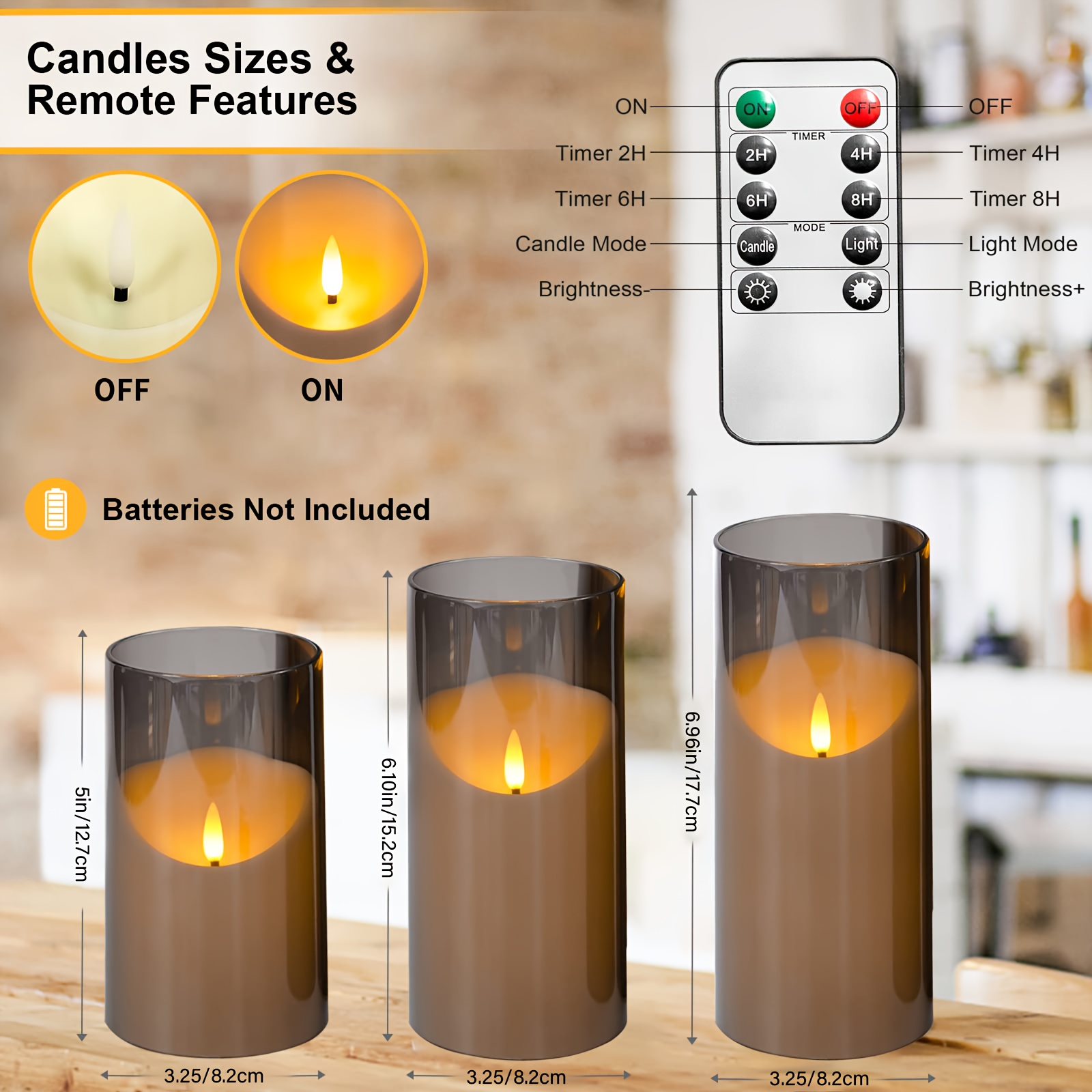 3pcs Flickering Flameless Candles Light With Remote Control, Battery  Powered Fake Candles With Timer, Realistic LED Electric Pillar Candles For  Home W