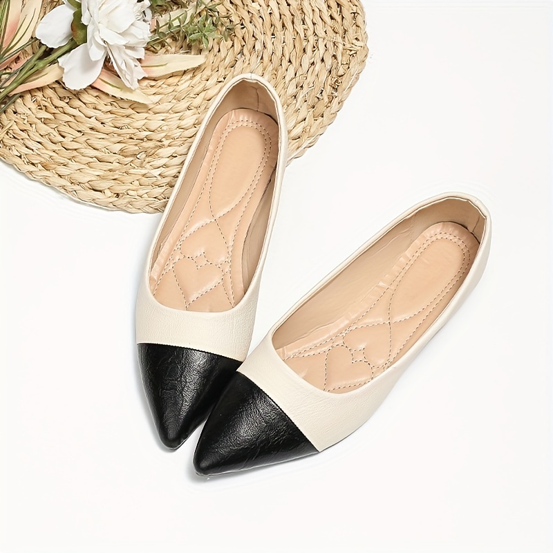 Women's Colorblock Flat Shoes Slip On Lightweight Point Toe Soft Sole