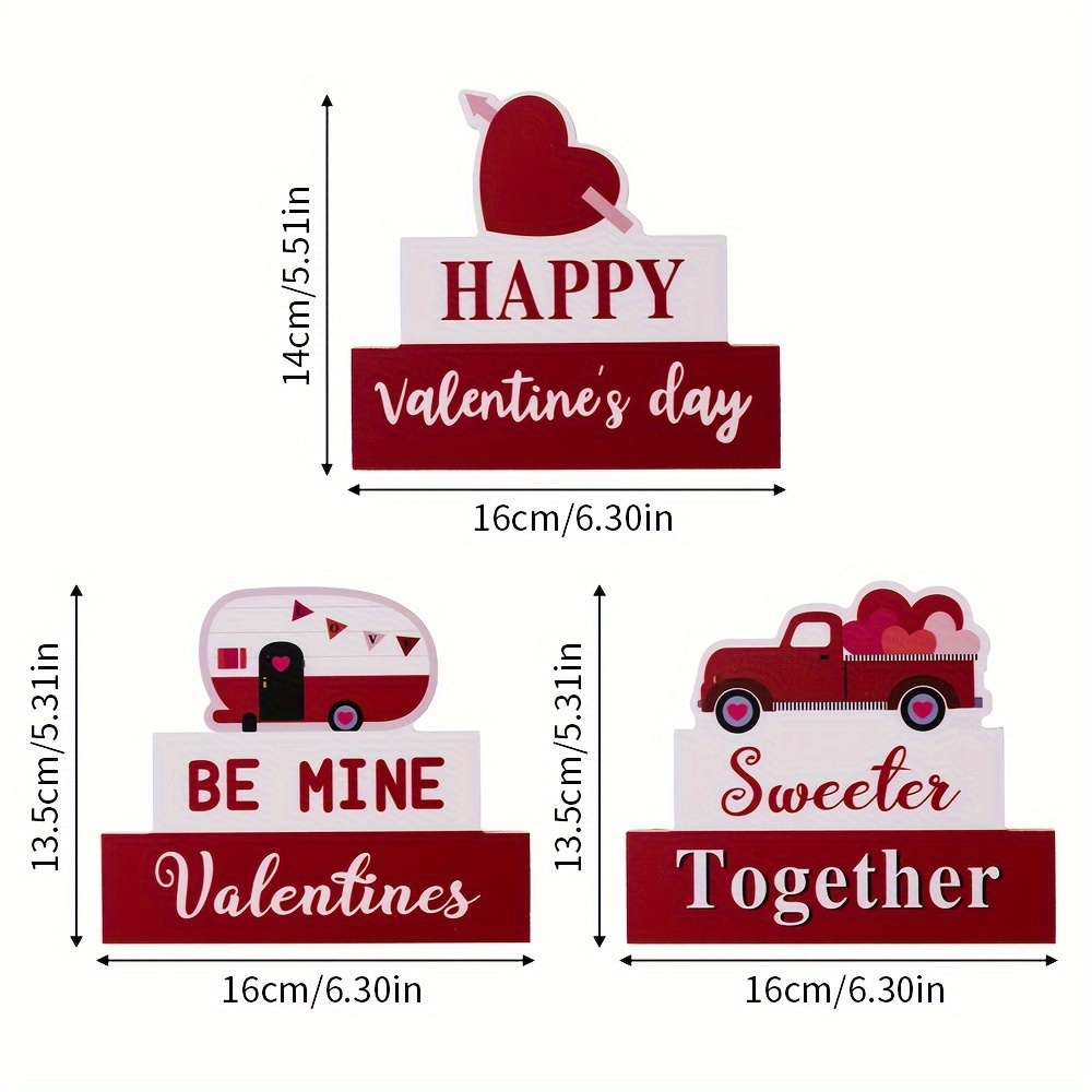 1pc Valentines Day Wooden Table Decor Centerpieces For Tables