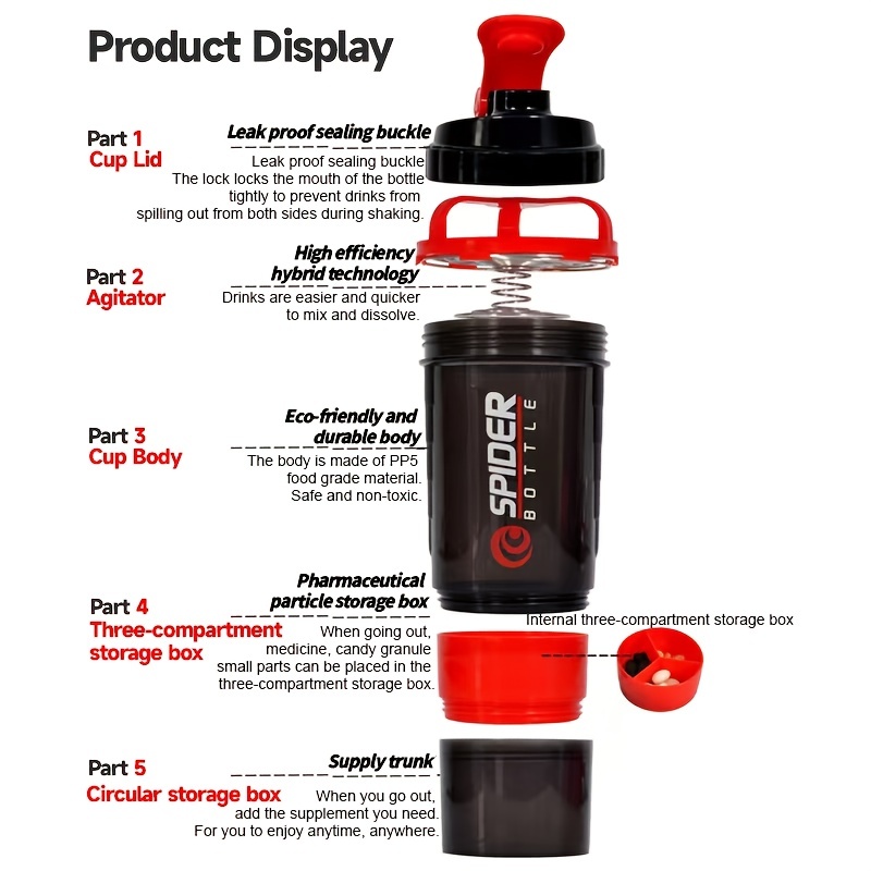 Premium Sports Water Bottle With Mixing Ball Scale And - Temu