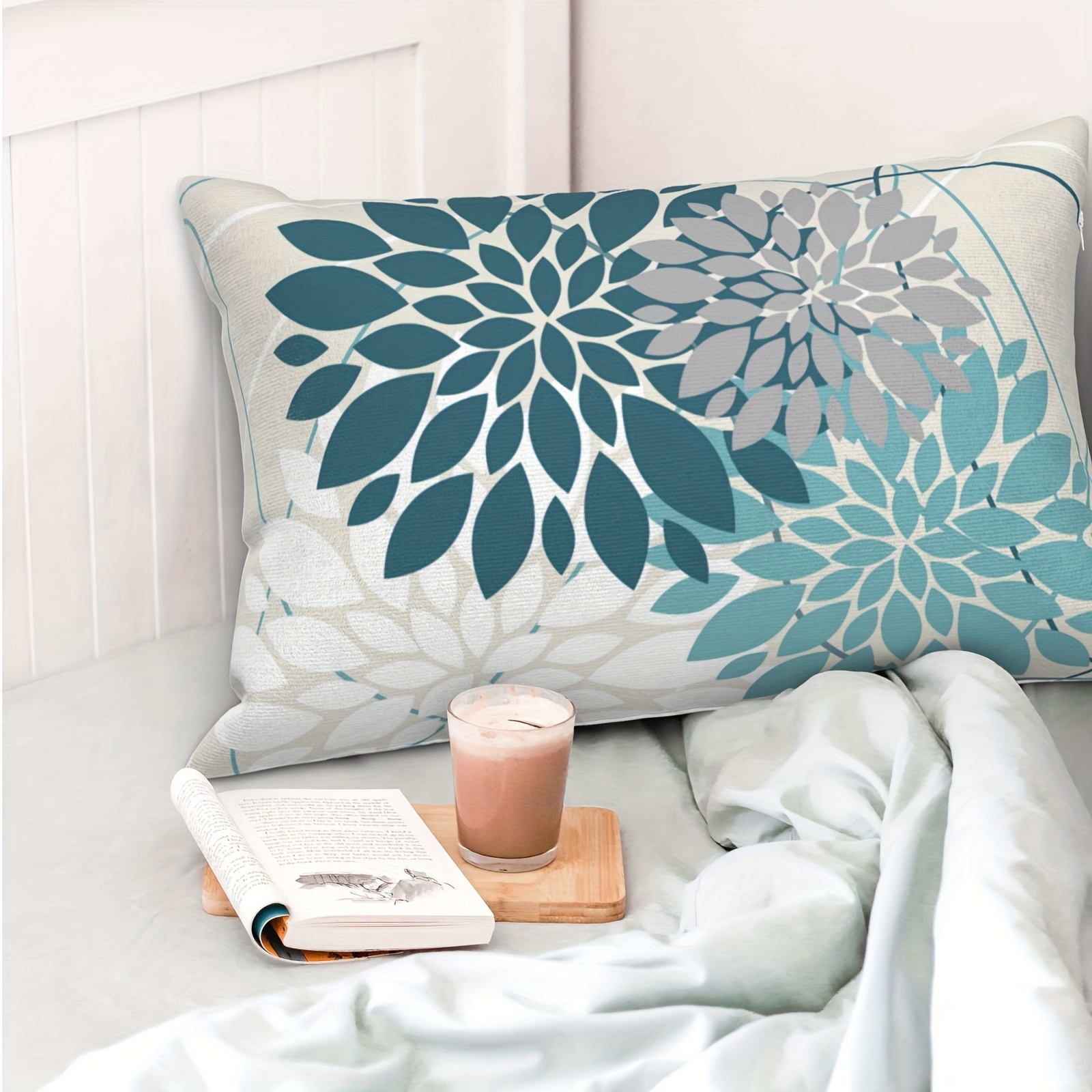 Navy Blue Throw Pillow Covers Decorative Boho Floral Pillow - Temu