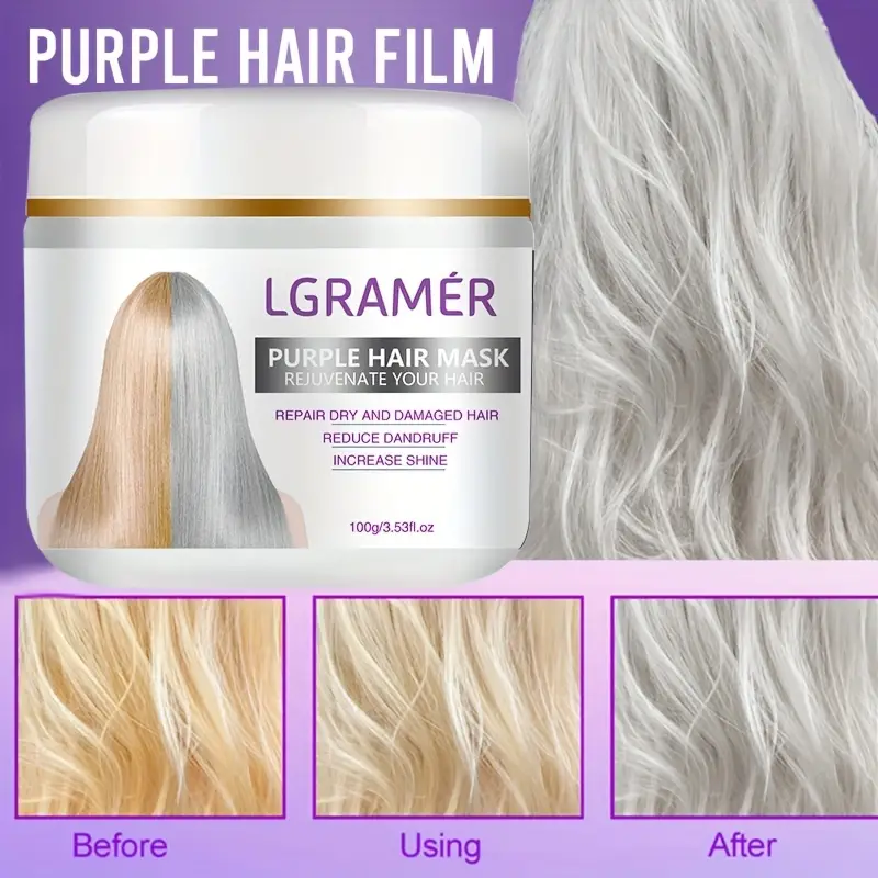 Keratin Purple Hair Mask Suitable For Blonde Platinum Bleached Silver Gray  And Brass Hair To Remove Yellow Tones Reduce Brass - Beauty & Health - Temu