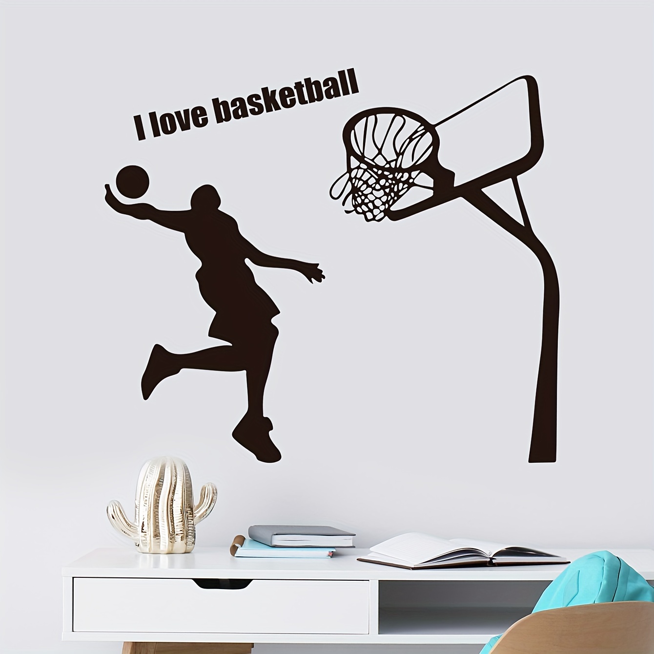 Basketball Wall Decal 3D Self Adhesive Removable Break Through The Wall  Vinyl Wall Stickers Ball is Life Wall Decal Dunk Silhouette Stickers