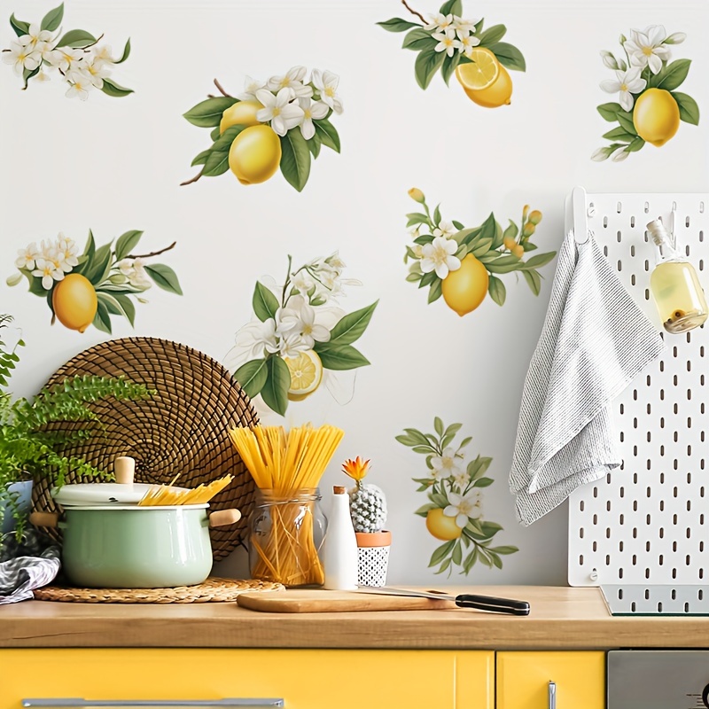 

1pc Creative Wall Sticker, Lemon Green Leaf Pattern Self-adhesive Wall Stickers, Bedroom Entryway Living Room Porch Home Decoration Wall Stickers, Removable Stickers, Wall Decor Decals