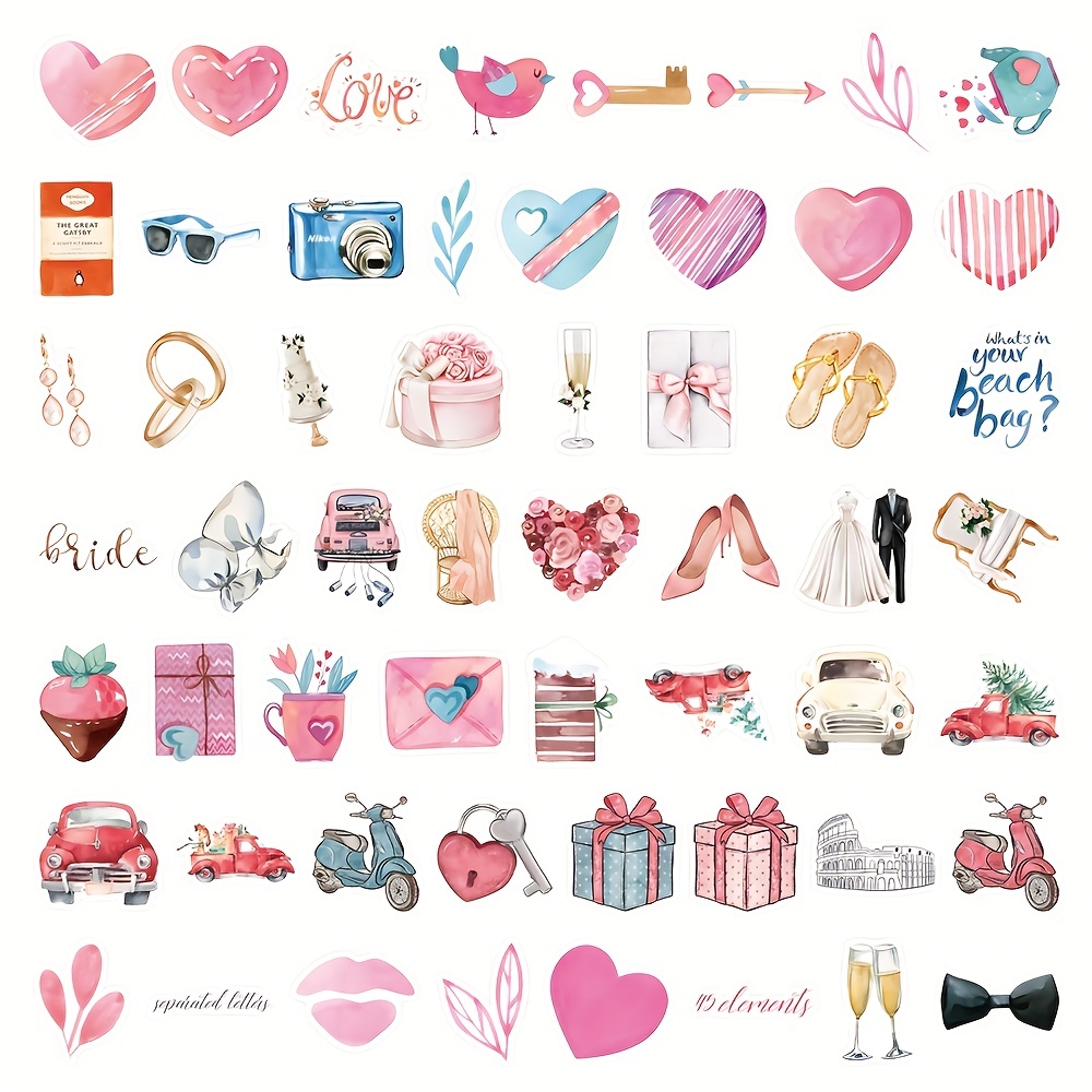 100Pcs Love Stickers Decals, Aesthetic Heart Shape Stickers for Couple  Girlfriend Boyfriend, Waterproof Heart Gifts Stickers for Girl Kid Woman  Laptop
