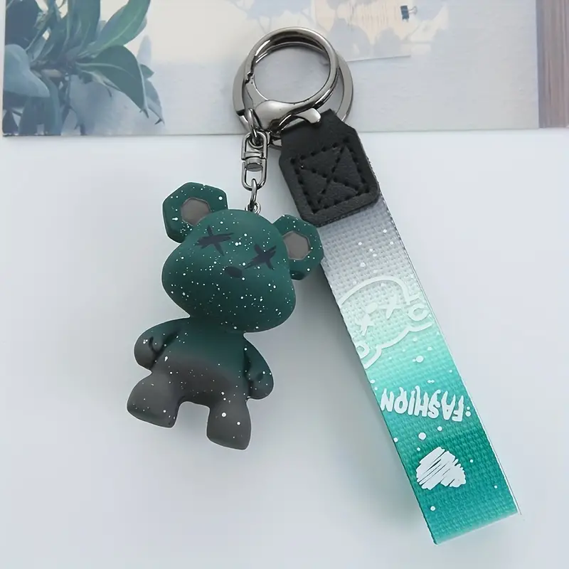 Acrylic Bear Keychain Transparent Frosted Bowknot Bear Keychain
