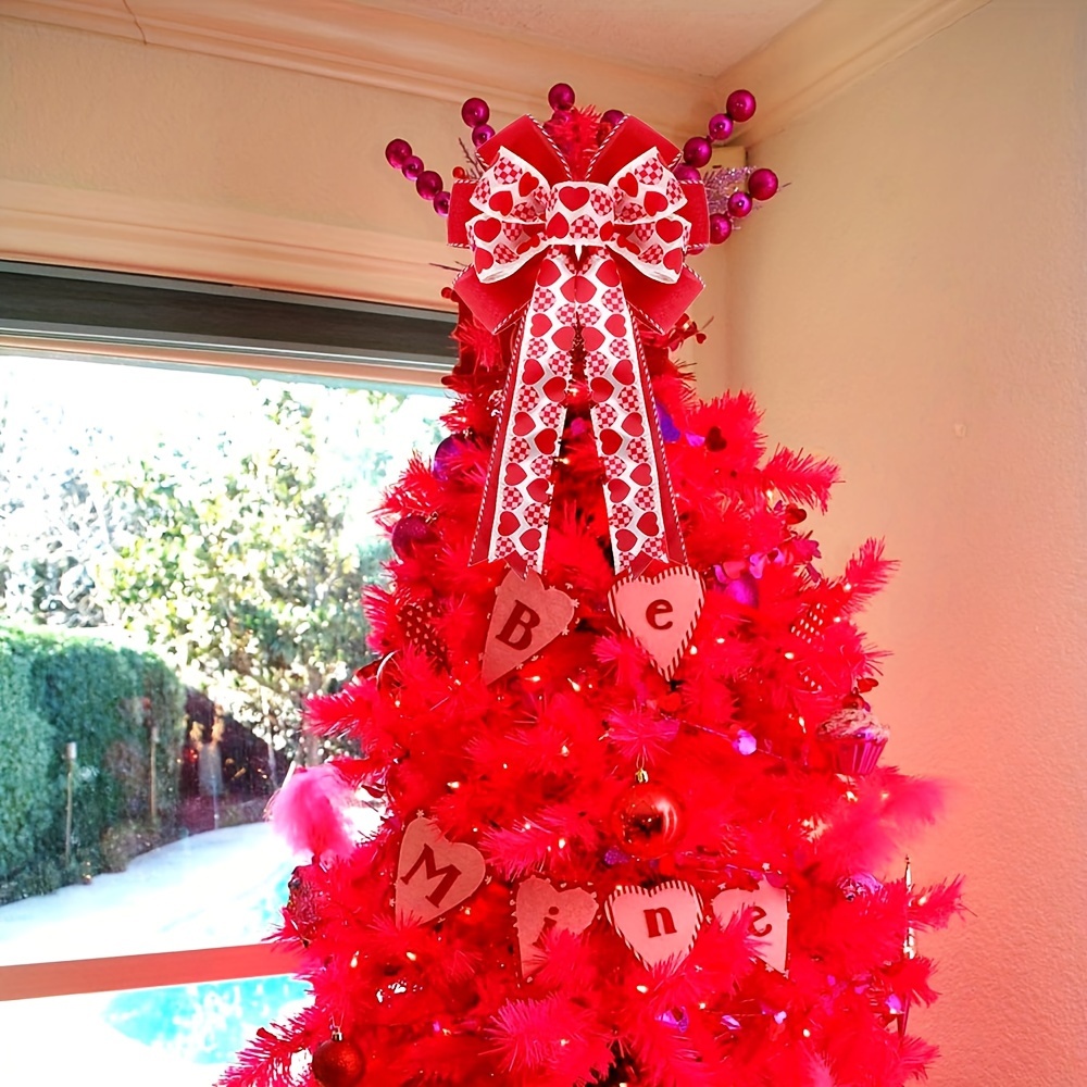 1PC Beautiful Large Red Outdoor Tree Bows Red Bow Tree Topper Big Red Bow