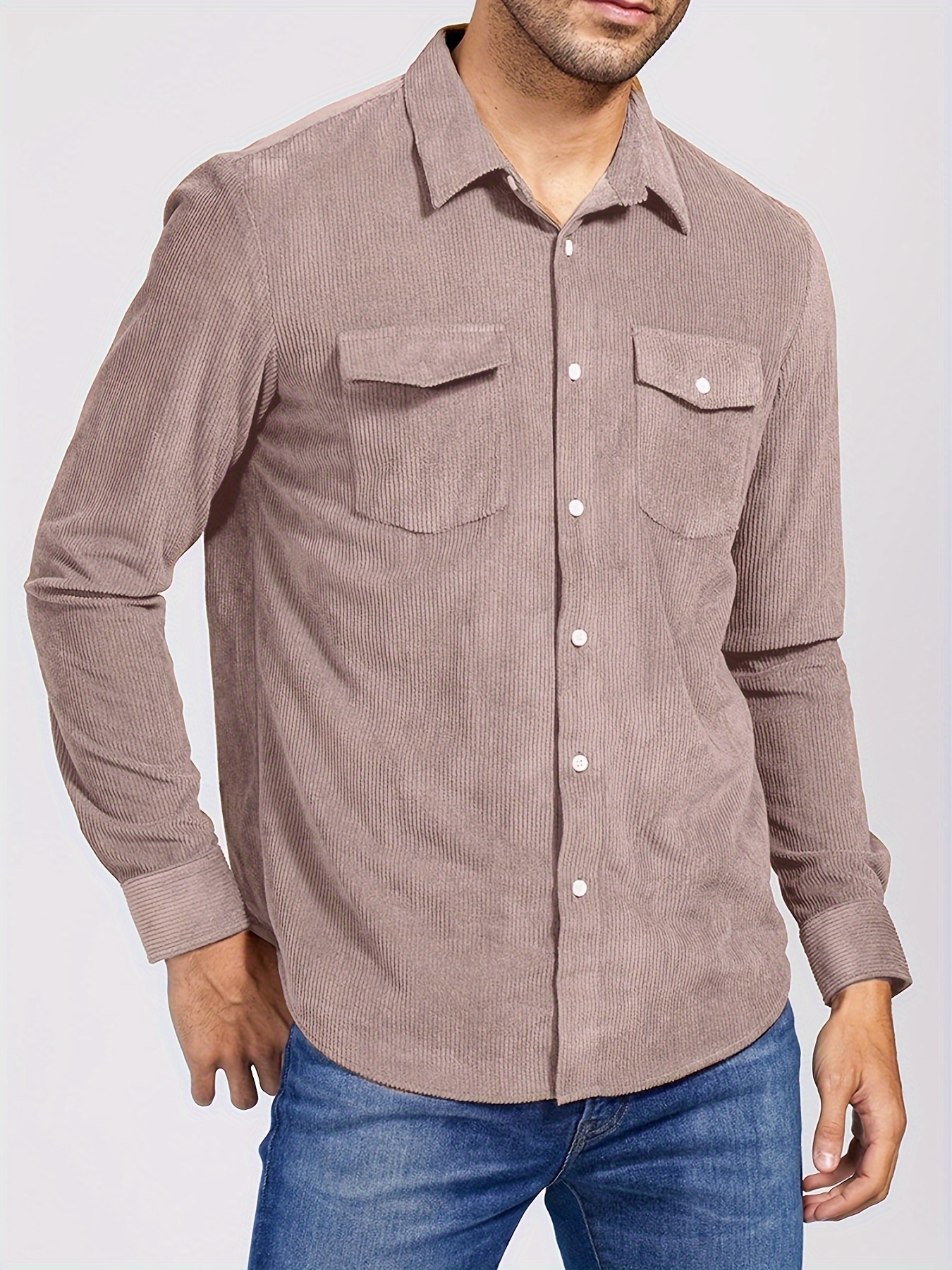 Solid color pocket online corduroy shirt