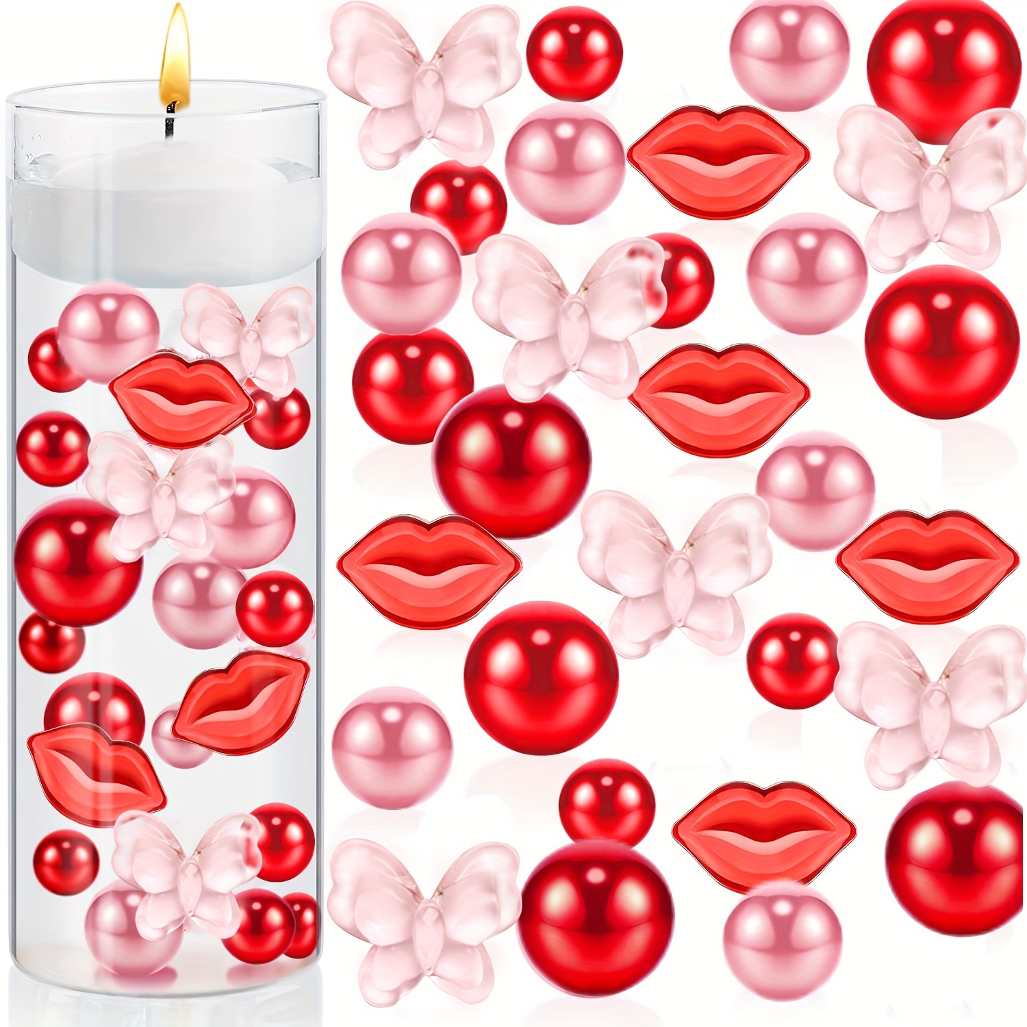 2050 Pieces Valentine's Day Vase Filler Pearls For Vase Valentine's Day Vase  Floating Pearls