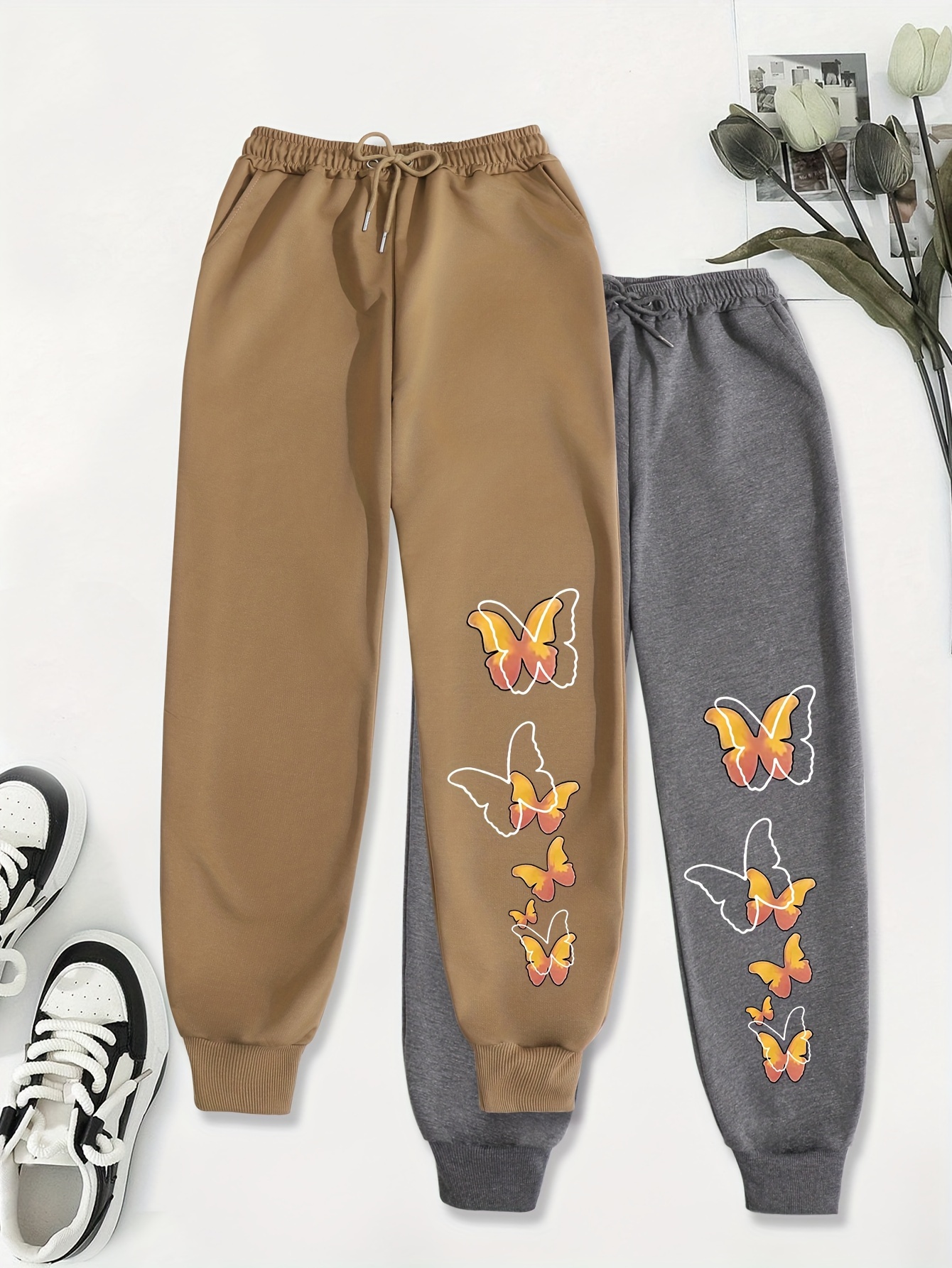 S butterfly pants グレー スプラッターデザイン butterfly sweatpants sold on Temu United States